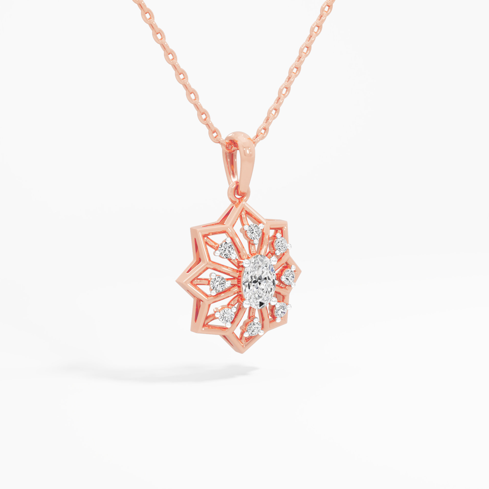 Compass Star Diamond Pendants | Pendant Only in 9KT Rose Gold (Diamond Quality: FG-VVS VS)