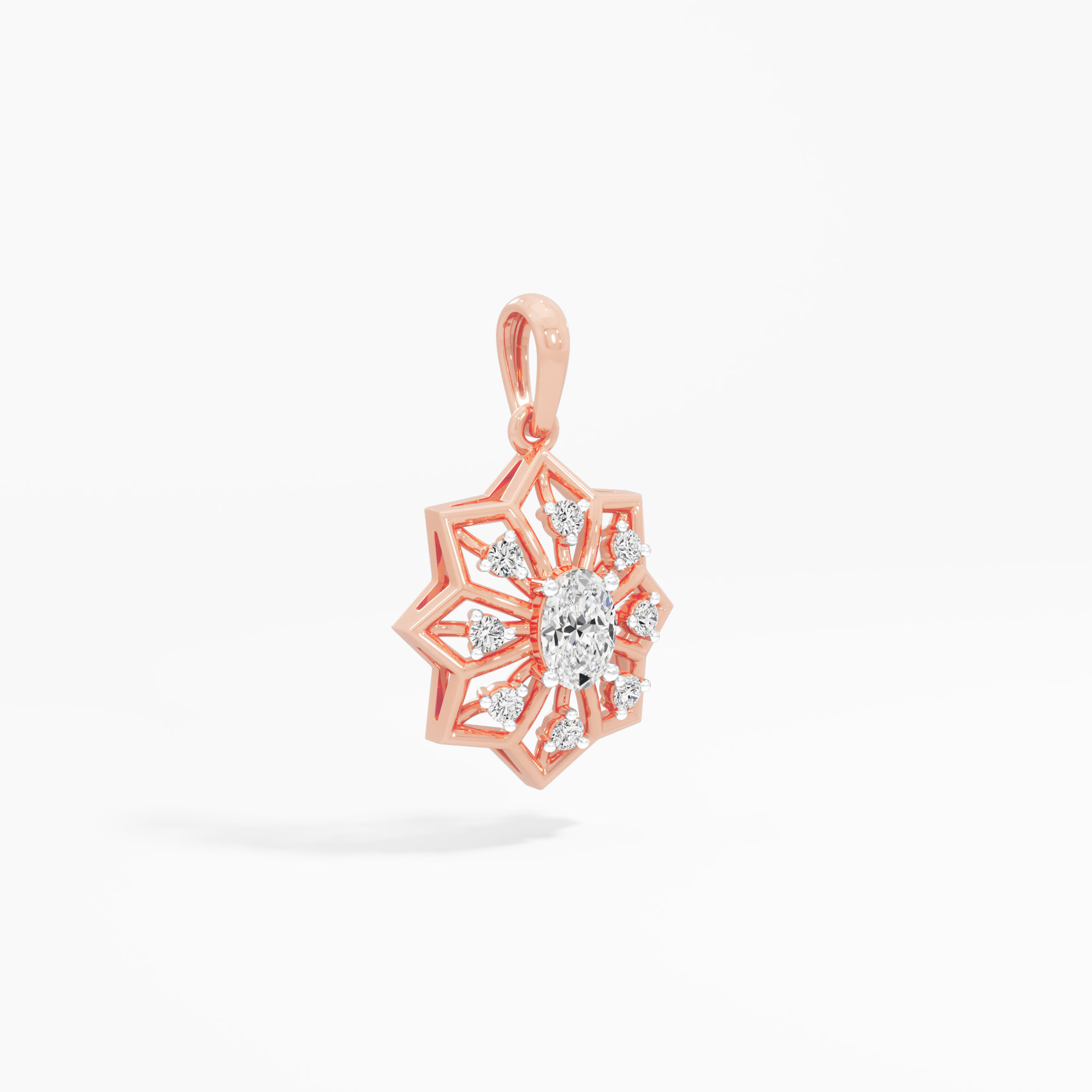 Compass Star Diamond Pendants | Pendant Only in 9KT Rose Gold (Diamond Quality: FG-VVS VS)
