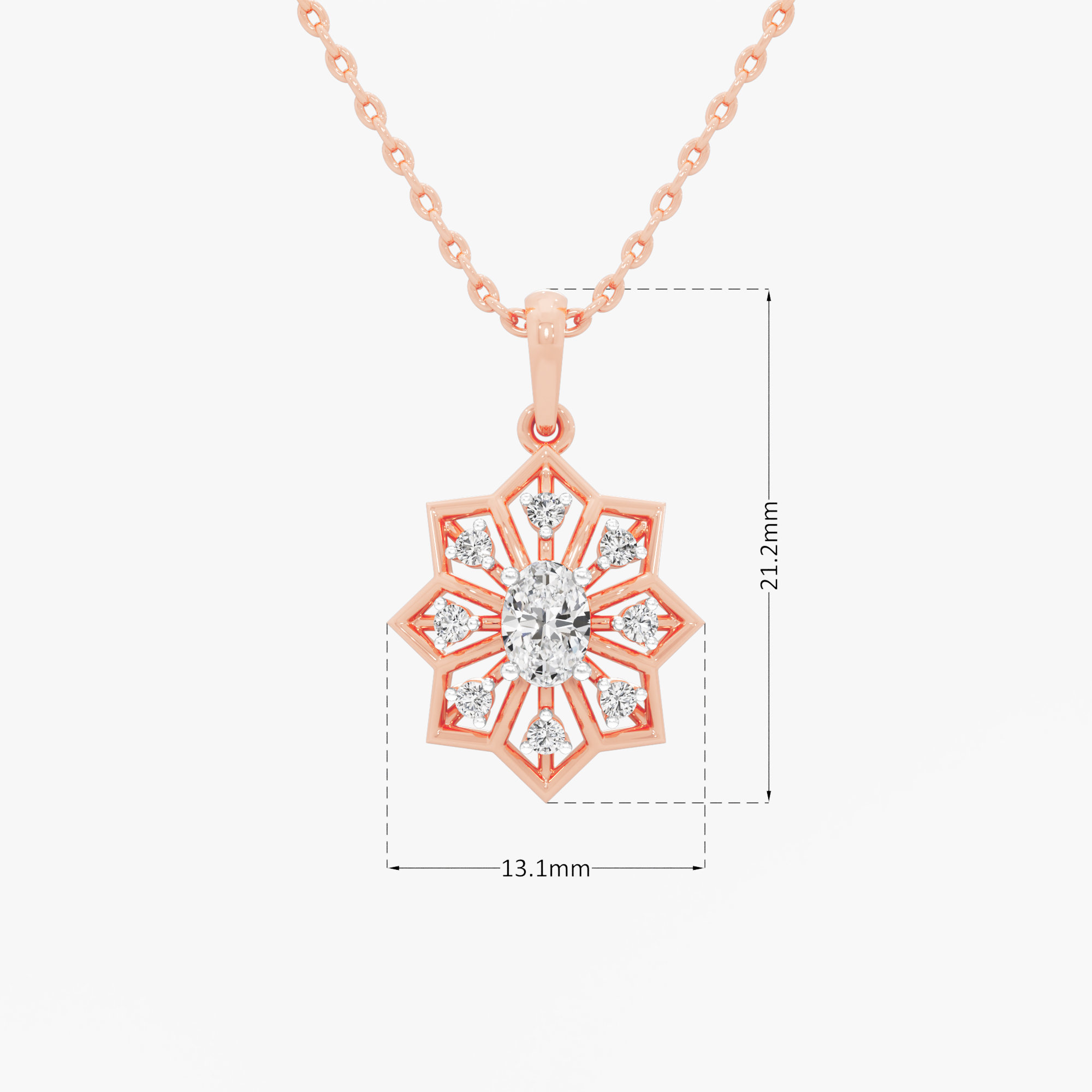 Compass Star Diamond Pendants | Pendant Only in 9KT Rose Gold (Diamond Quality: FG-VVS VS)