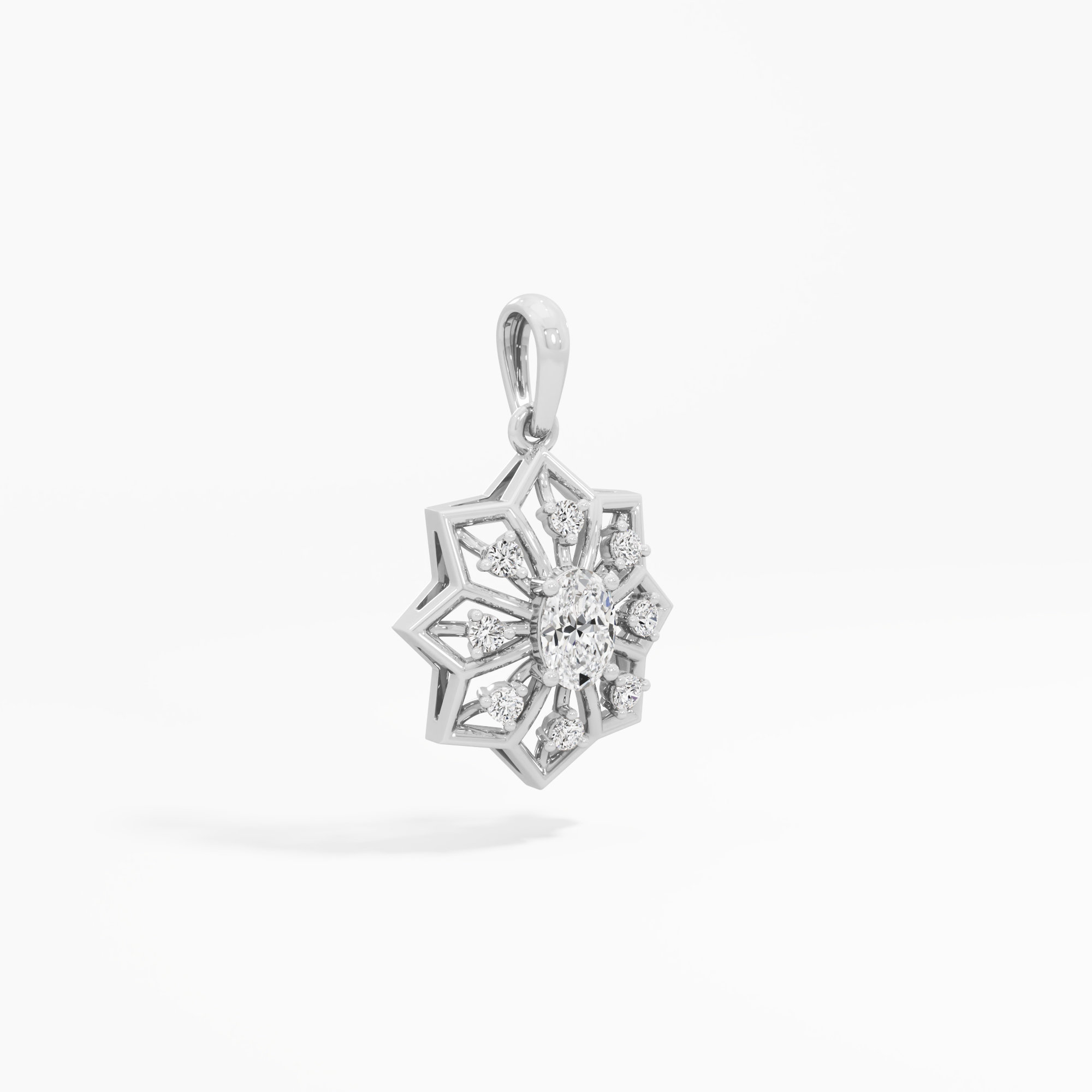 Compass Star Diamond Pendants | Chain Available Separately in 9KT White Gold (Diamond Quality: FG-VVS VS)