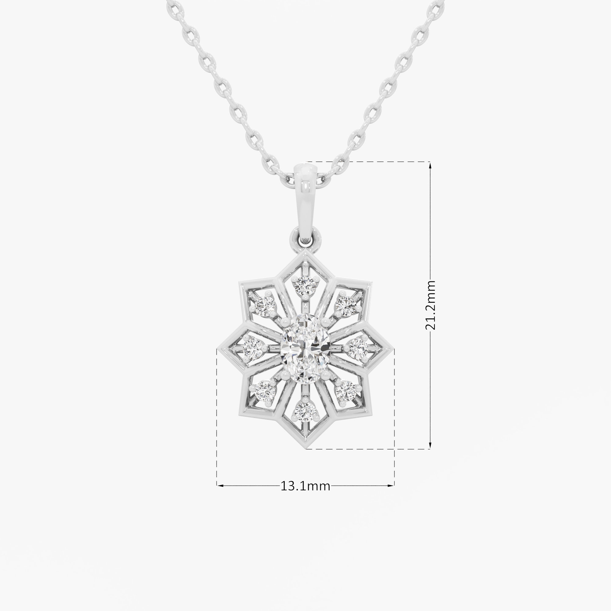 Compass Star Diamond Pendants | Chain Available Separately in 9KT White Gold (Diamond Quality: FG-VVS VS)