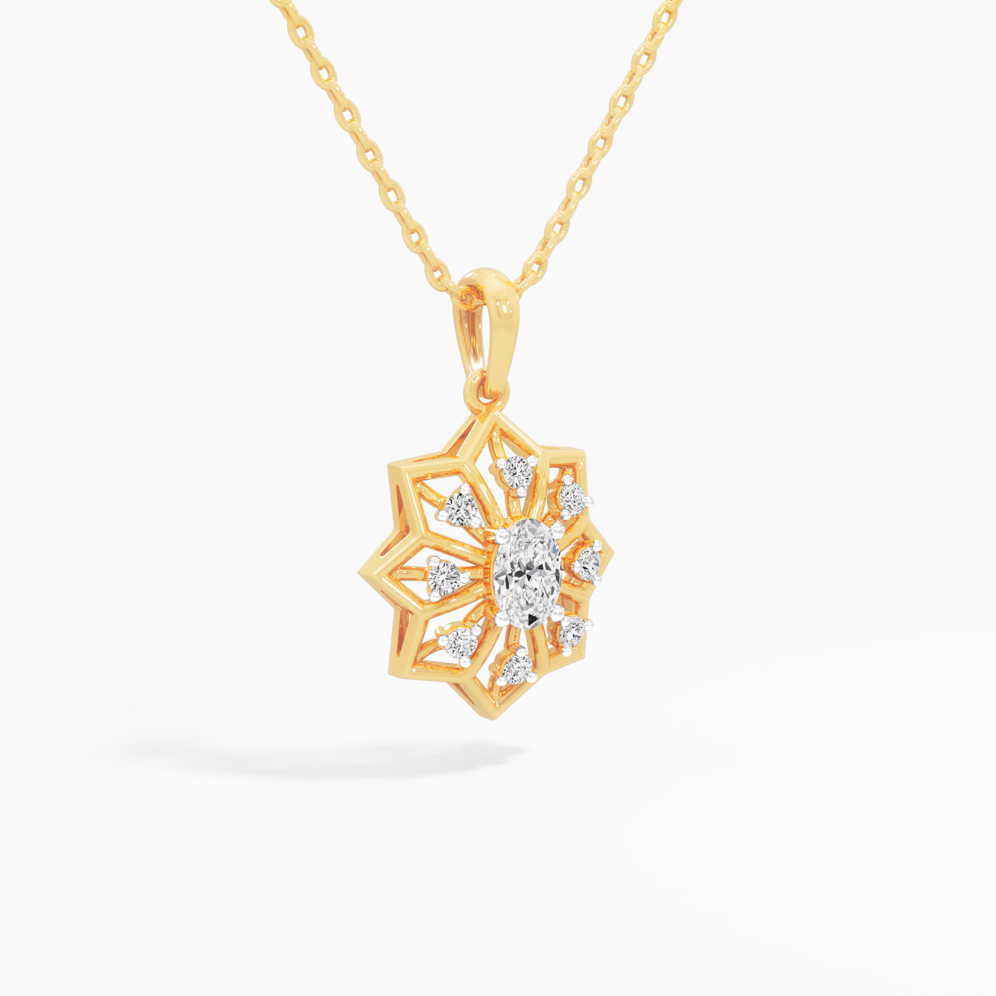 Compass Star Diamond Pendants | Individual Pendant in 9KT Yellow Gold (Diamond Quality: FG-VVS VS)