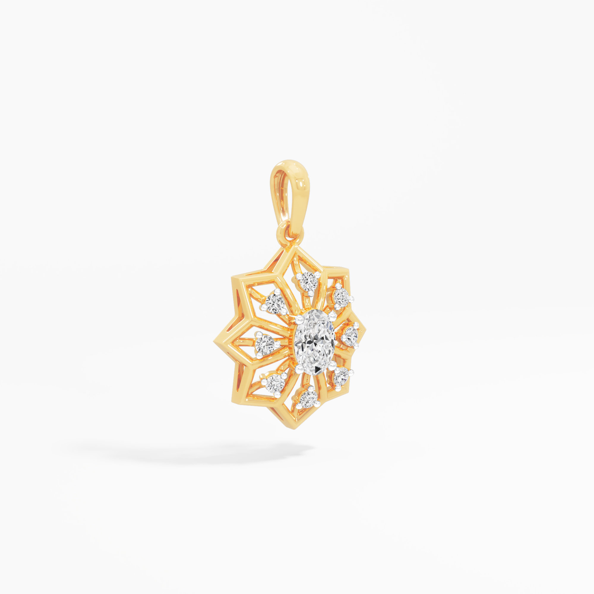 Compass Star Diamond Pendants | Individual Pendant in 9KT Yellow Gold (Diamond Quality: FG-VVS VS)