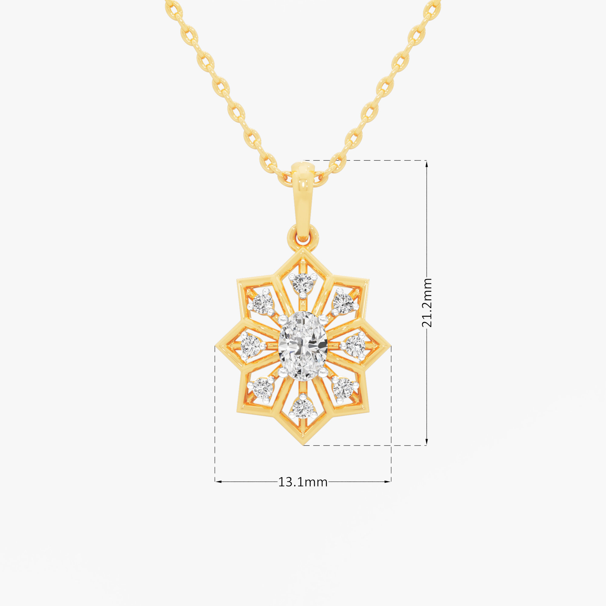 Compass Star Diamond Pendants | Individual Pendant in 9KT Yellow Gold (Diamond Quality: FG-VVS VS)
