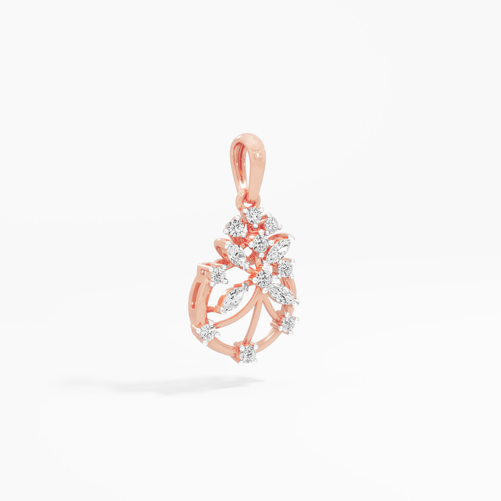 Flora Drop Diamond Pendants | Pendant Only in 9KT Rose Gold (Diamond Quality: FG-VVS VS)