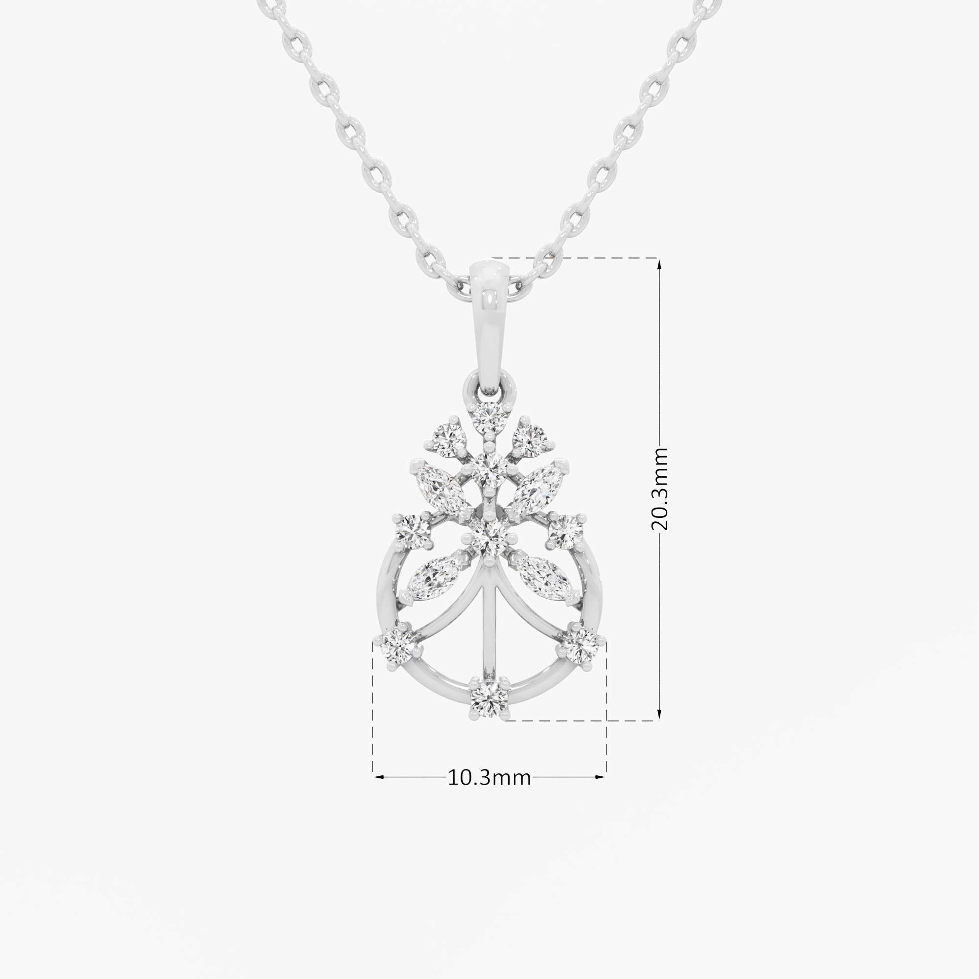 Flora Drop Diamond Pendants | Chain Available Separately in 9KT White Gold (Diamond Quality: FG-VVS VS)