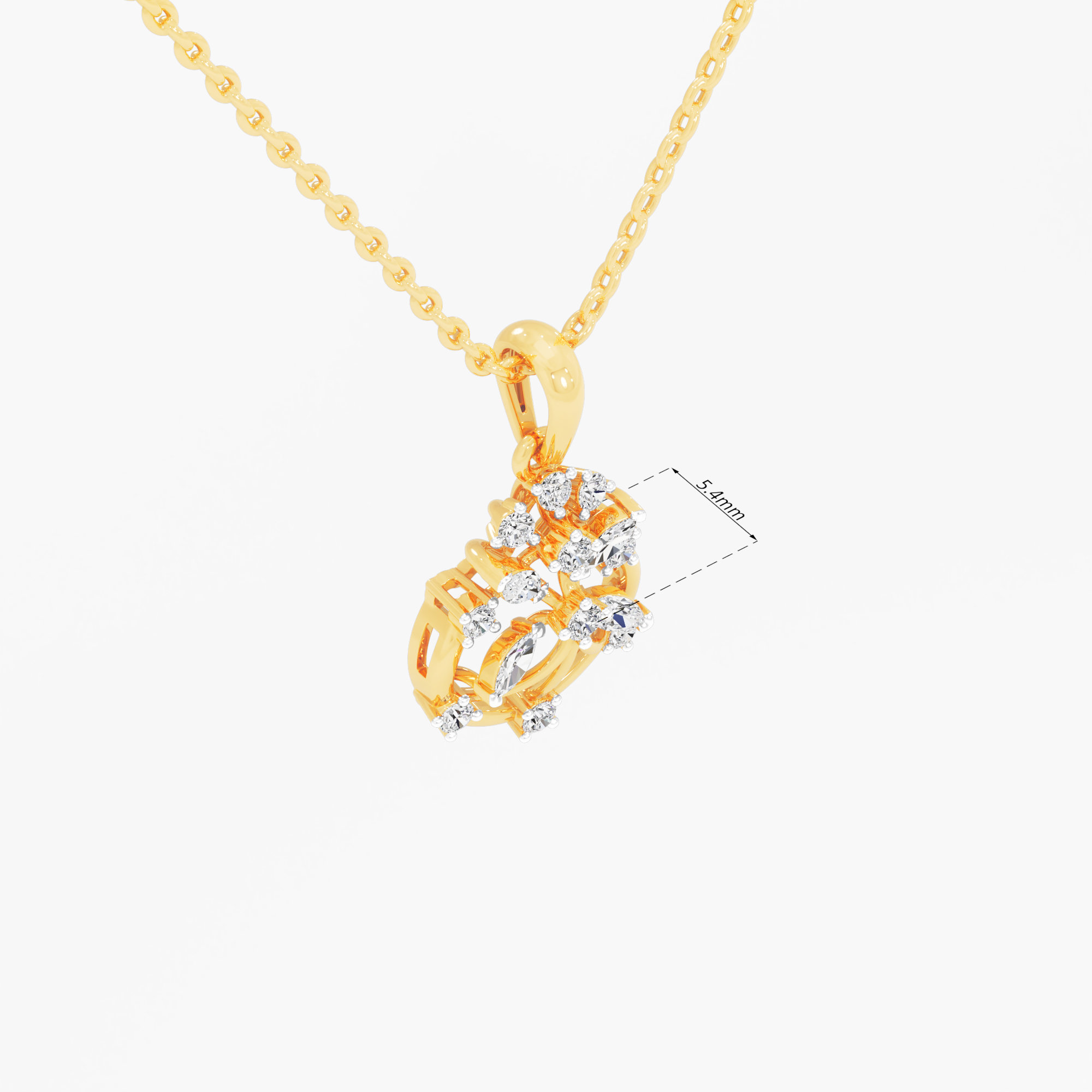 Flora Drop Diamond Pendants | Individual Pendant in 9KT Yellow Gold (Diamond Quality: FG-VVS VS)