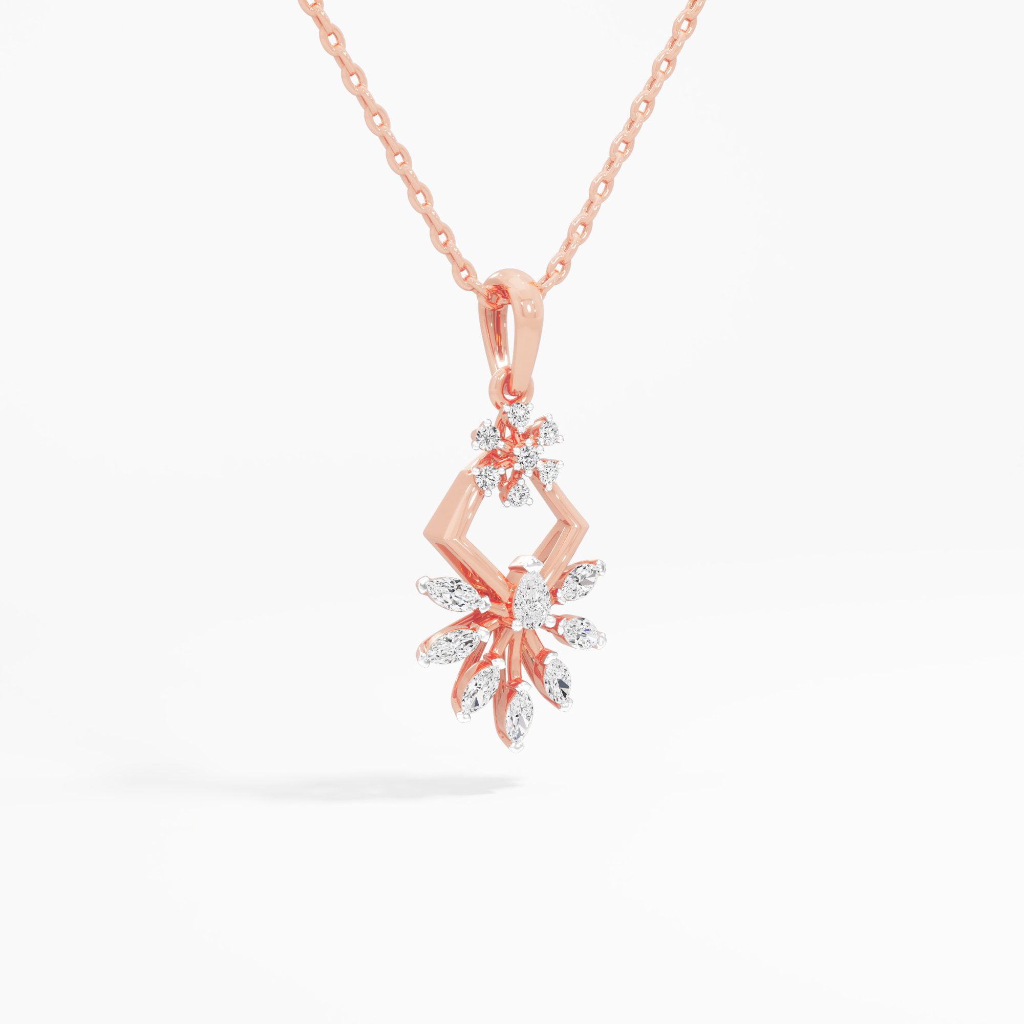 Frosted Star Diamond Pendants | Pendant Only in 9KT Rose Gold (Diamond Quality: FG-VVS VS)