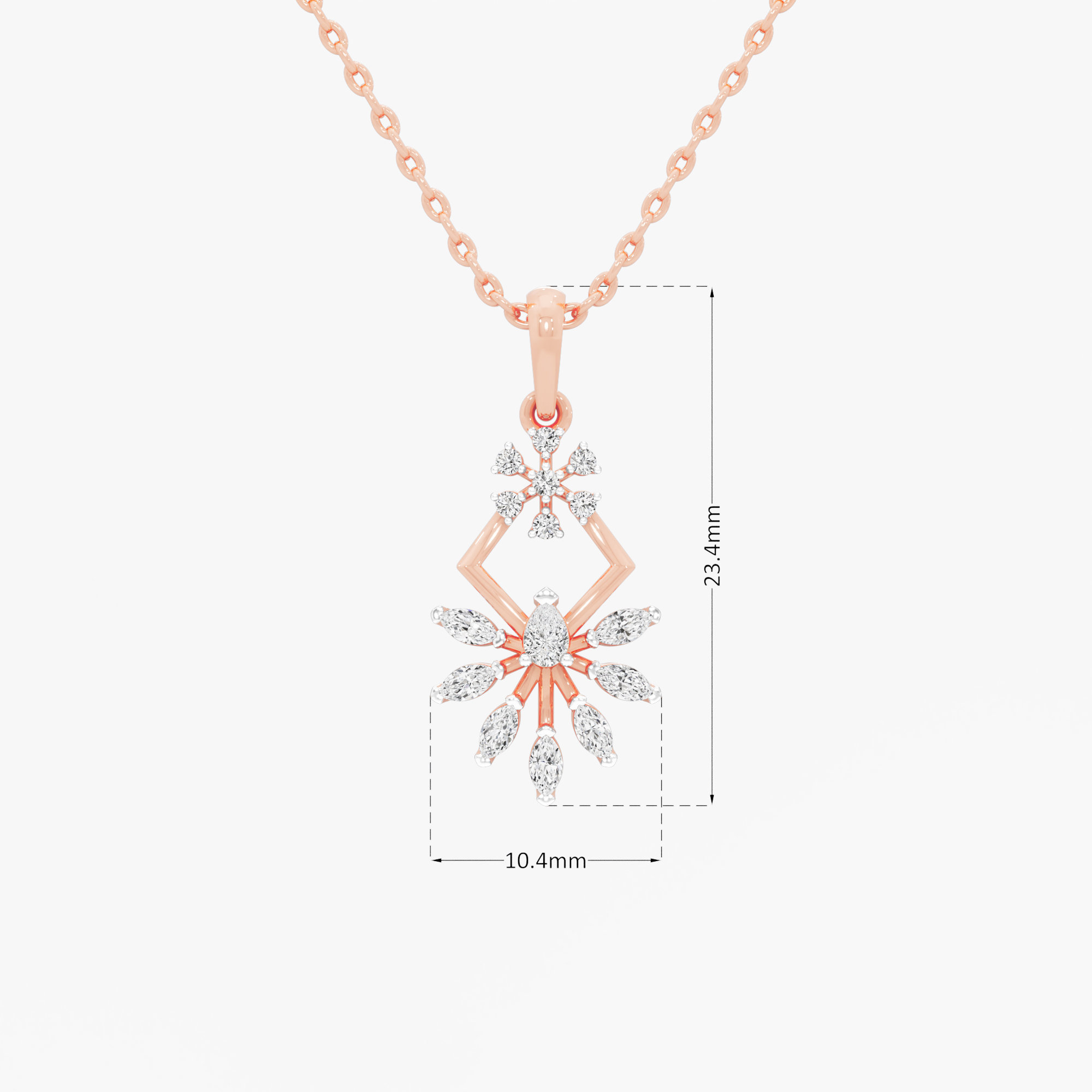 Frosted Star Diamond Pendants | Pendant Only in 9KT Rose Gold (Diamond Quality: FG-VVS VS)