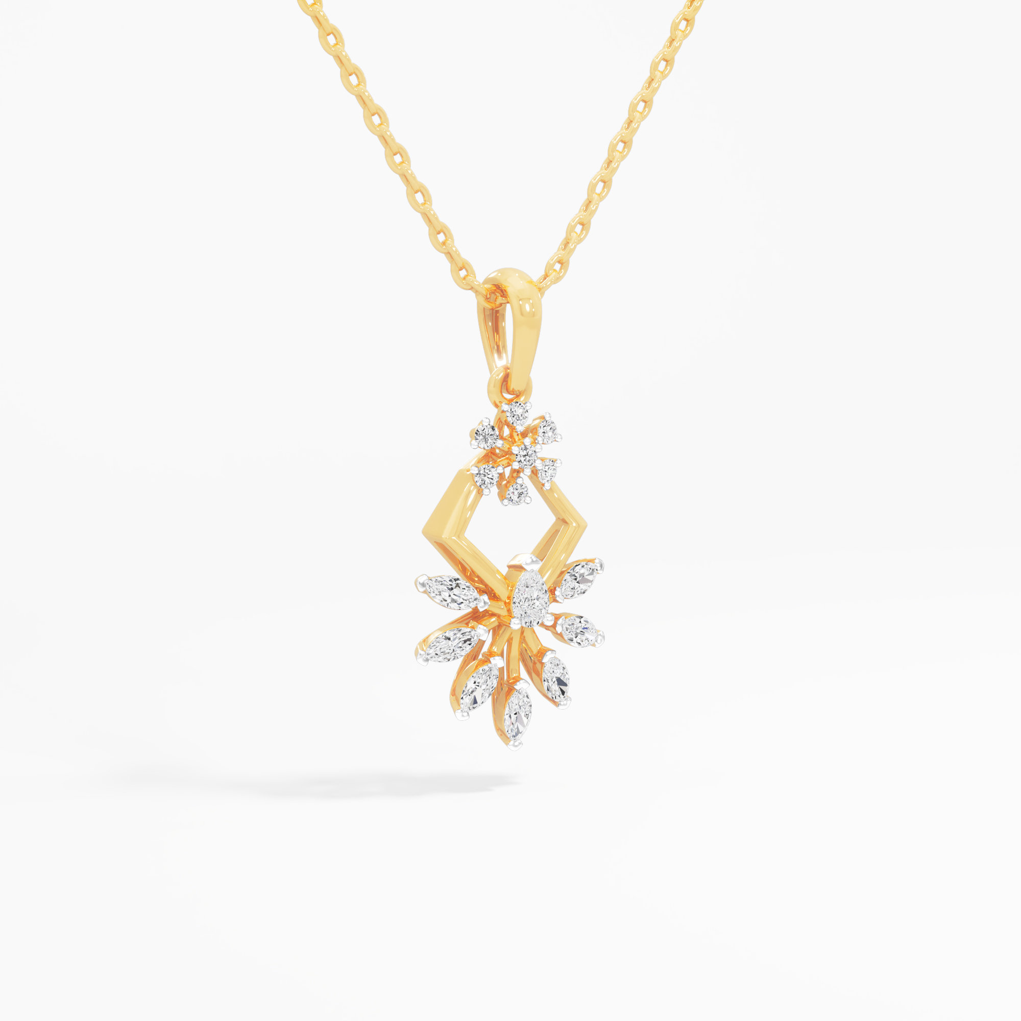 Frosted Star Diamond Pendants | Individual Pendant in 9KT Yellow Gold (Diamond Quality: FG-VVS VS)