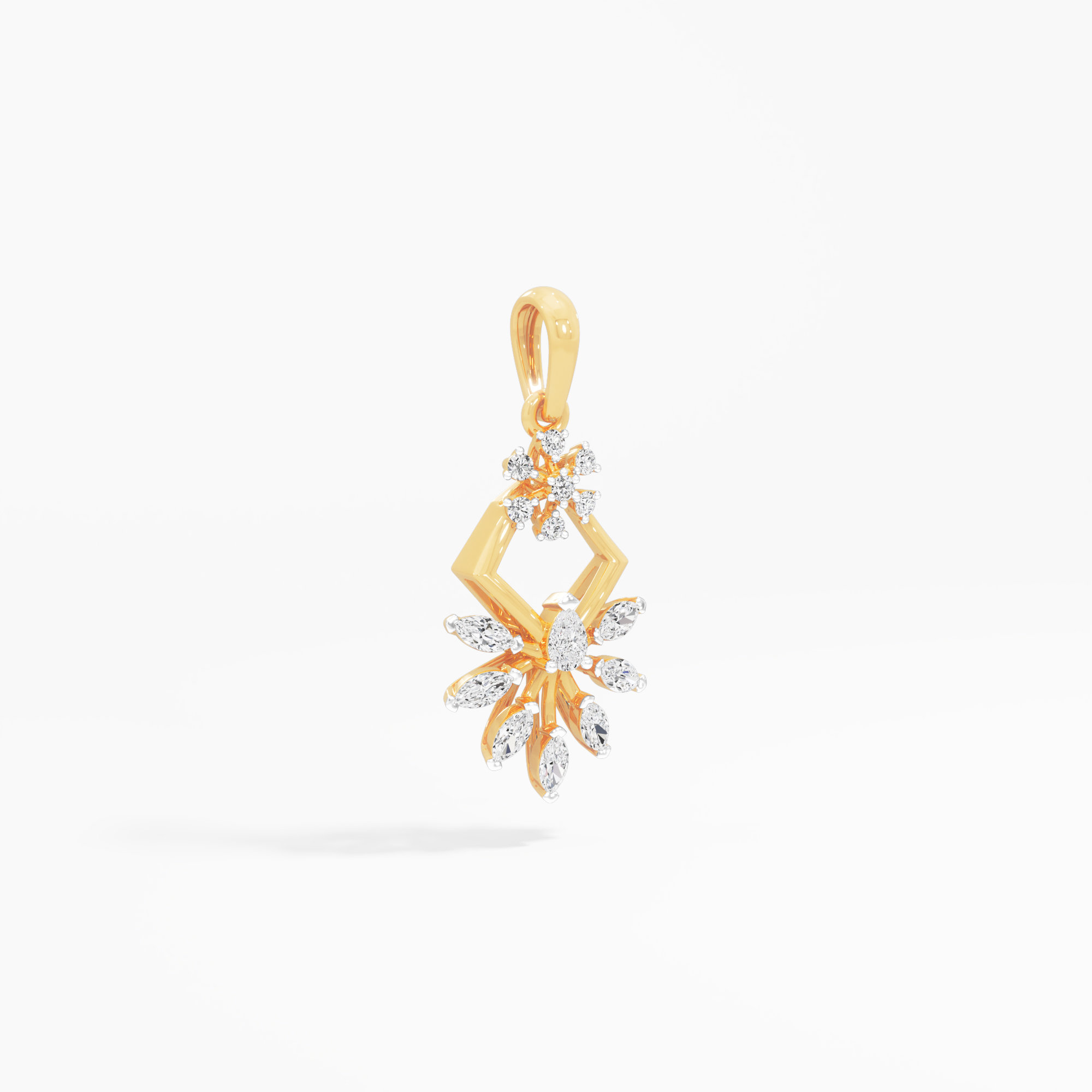 Frosted Star Diamond Pendants | Individual Pendant in 9KT Yellow Gold (Diamond Quality: FG-VVS VS)