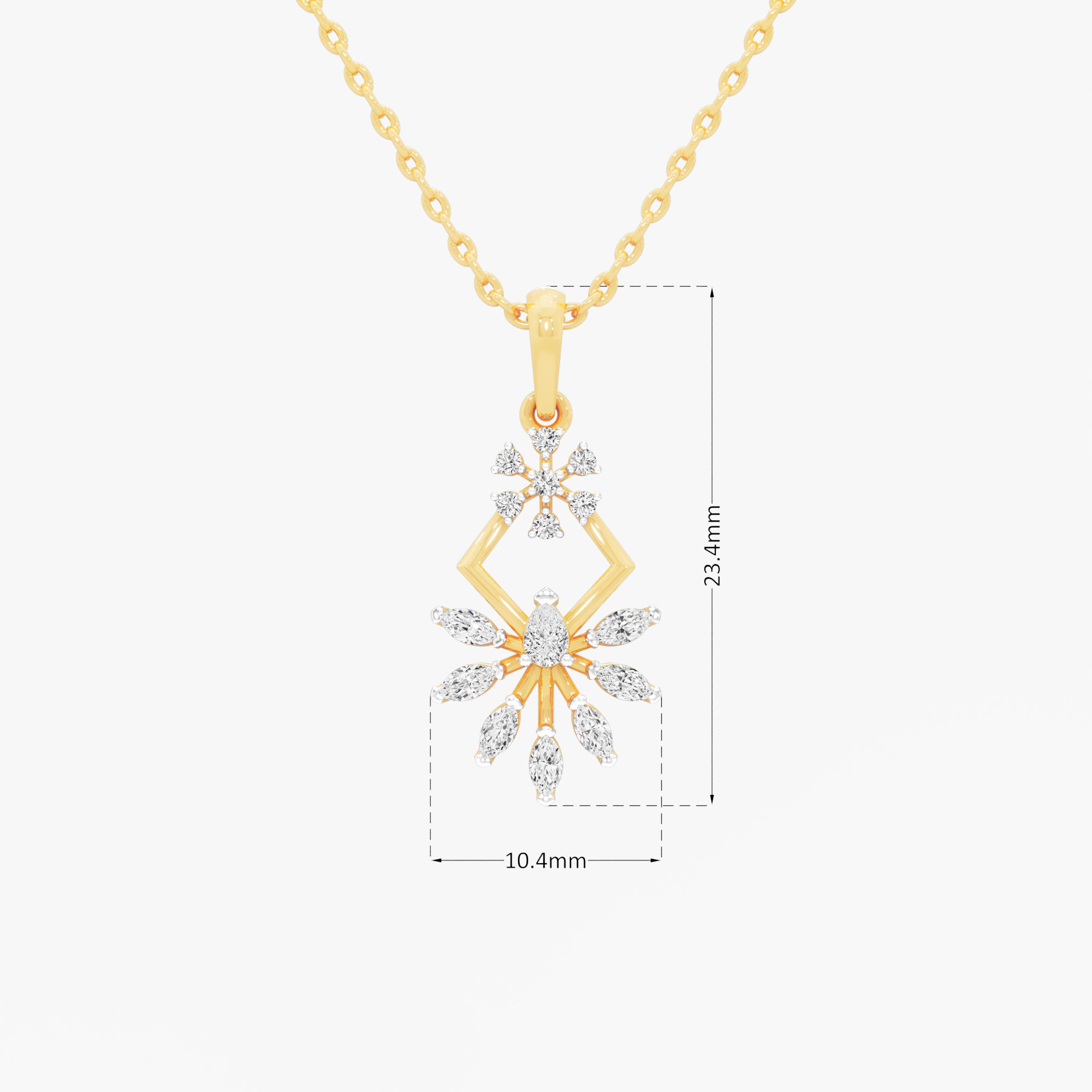 Frosted Star Diamond Pendants | Individual Pendant in 9KT Yellow Gold (Diamond Quality: FG-VVS VS)