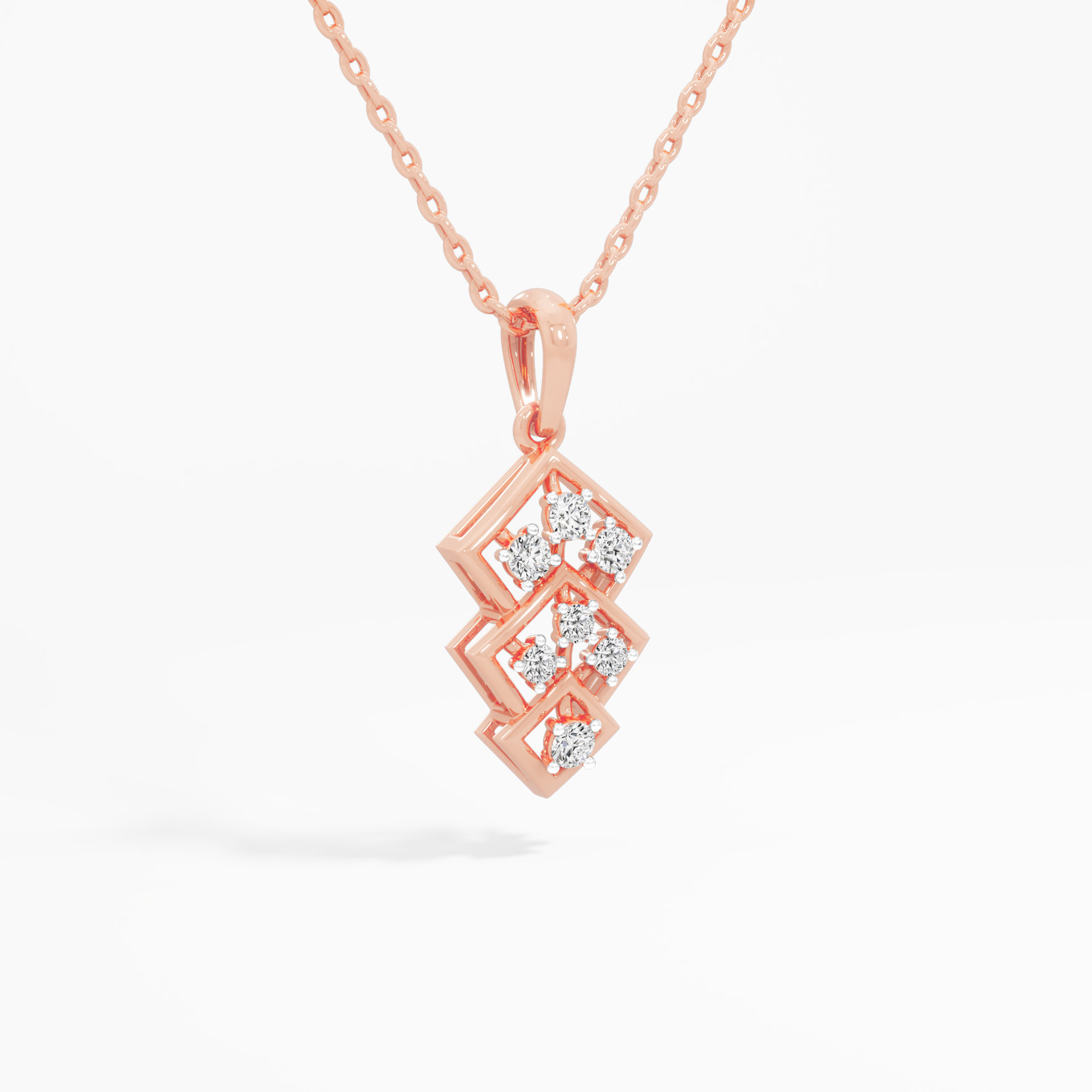Trinity Facet Diamond Pendants | Pendant Only in 9KT Rose Gold (Diamond Quality: FG-VVS VS)