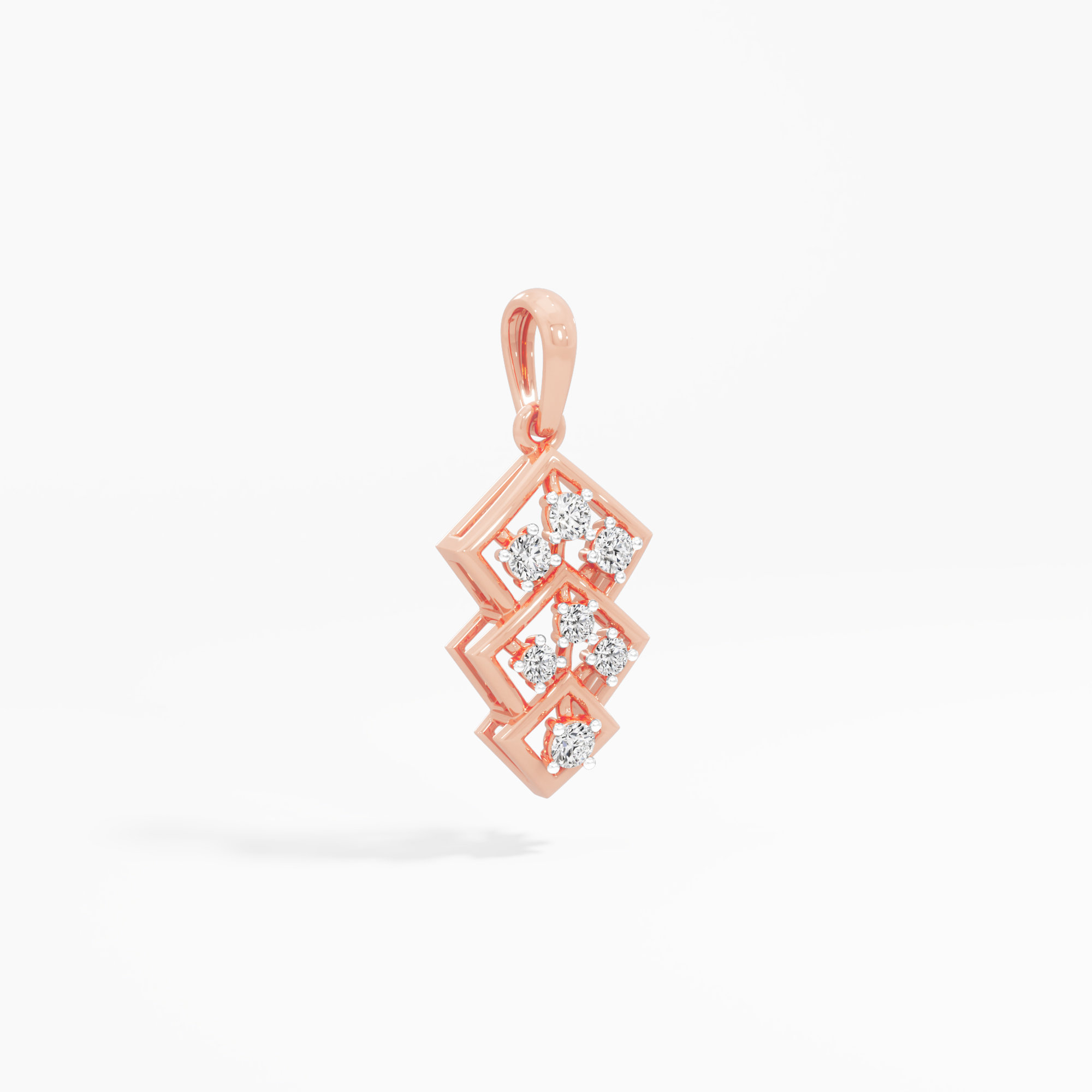 Trinity Facet Diamond Pendants | Pendant Only in 9KT Rose Gold (Diamond Quality: FG-VVS VS)