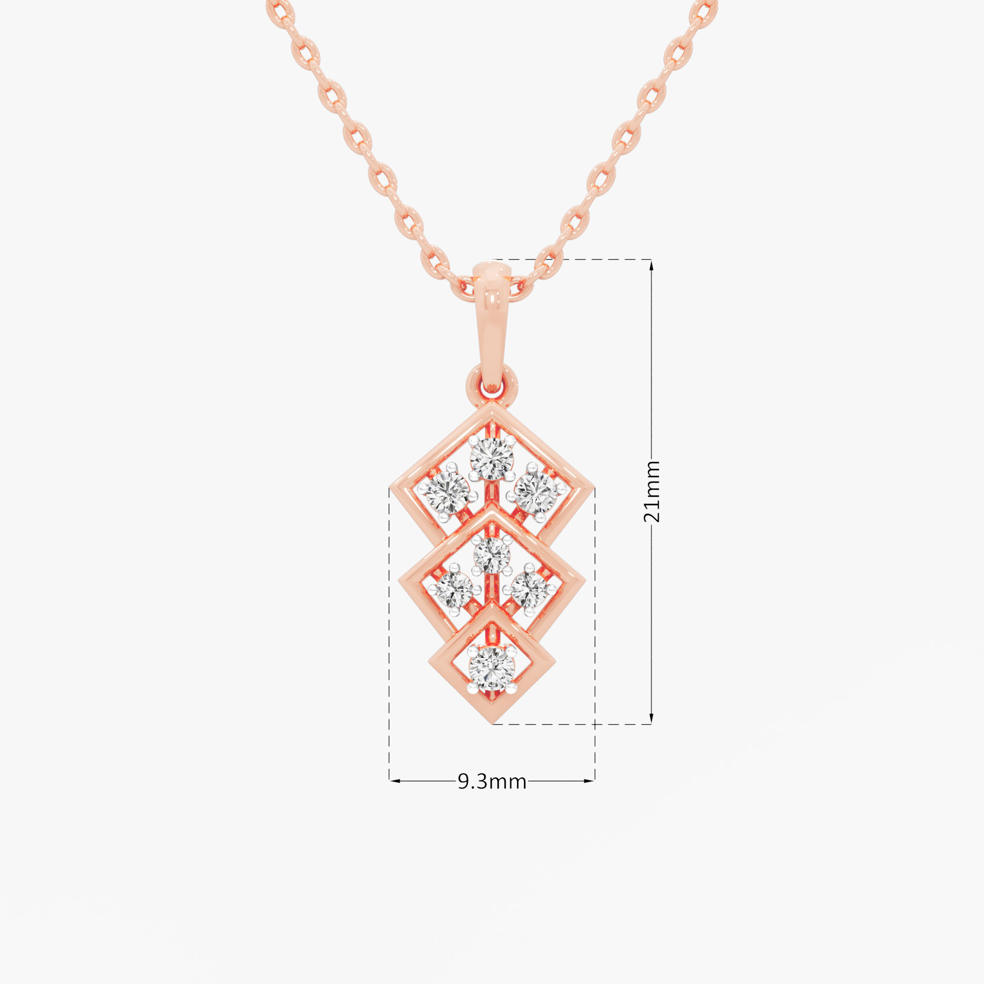 Trinity Facet Diamond Pendants | Pendant Only in 9KT Rose Gold (Diamond Quality: FG-VVS VS)