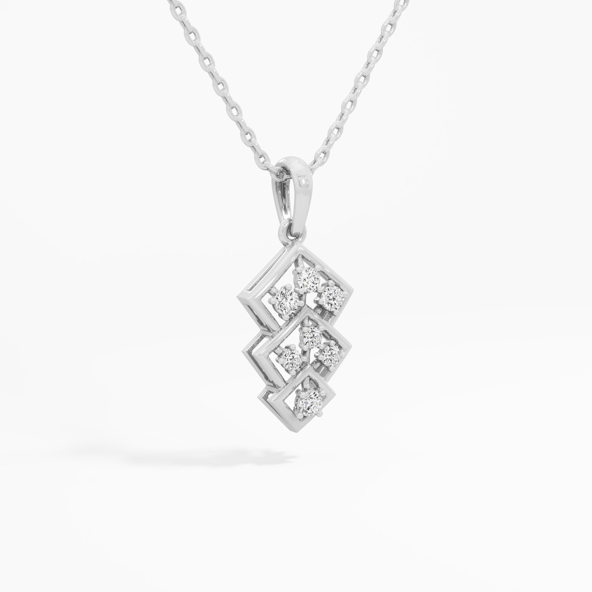 Trinity Facet Diamond Pendants | Chain Available Separately in 9KT White Gold (Diamond Quality: FG-VVS VS)