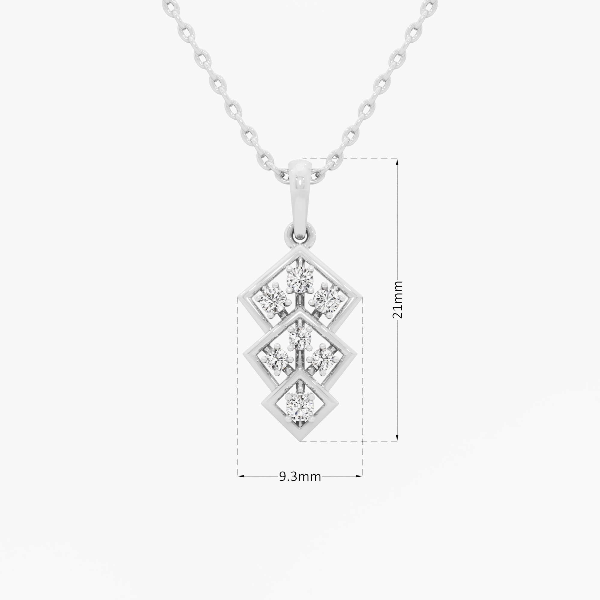 Trinity Facet Diamond Pendants | Chain Available Separately in 9KT White Gold (Diamond Quality: FG-VVS VS)
