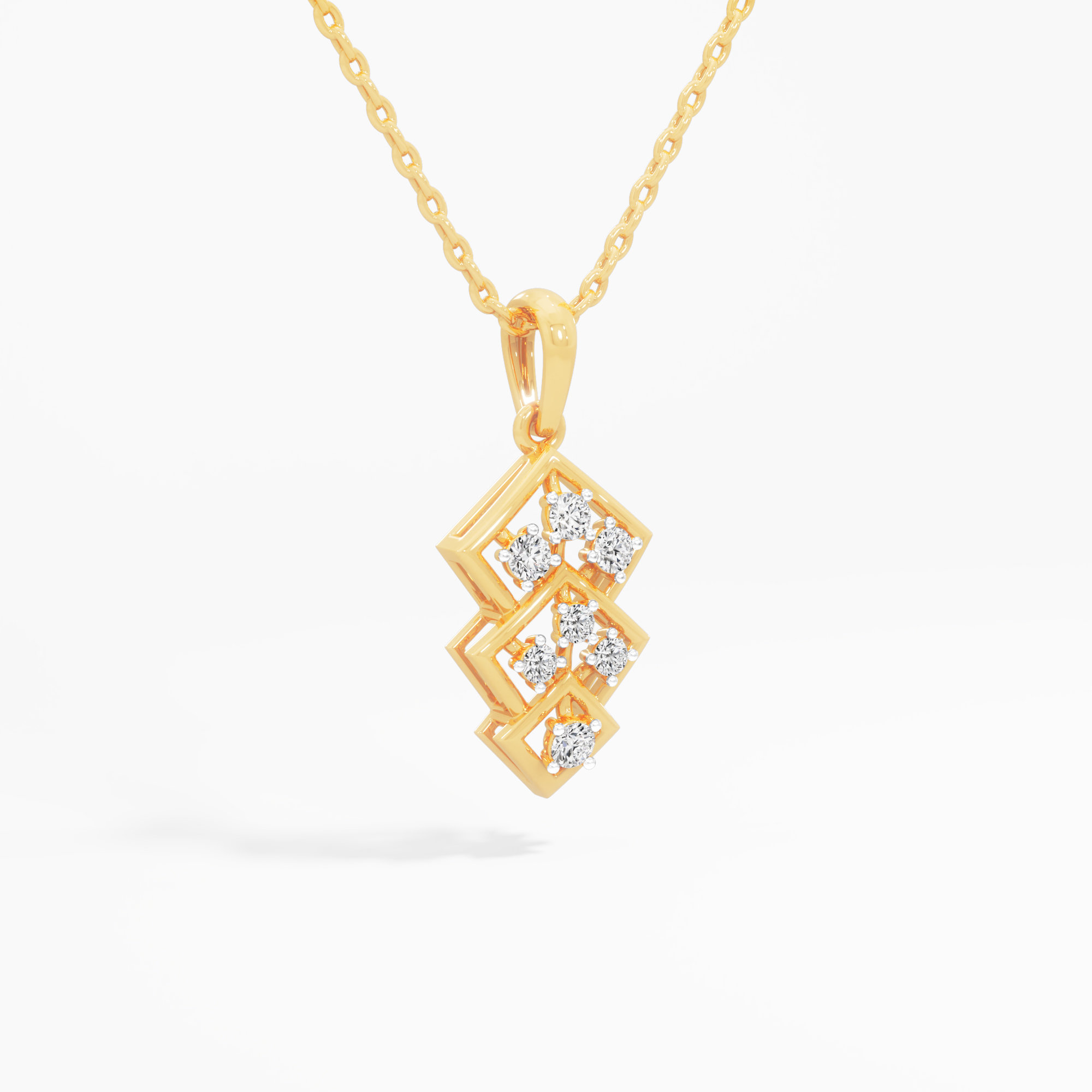 Trinity Facet Diamond Pendants | Individual Pendant in 9KT Yellow Gold (Diamond Quality: FG-VVS VS)