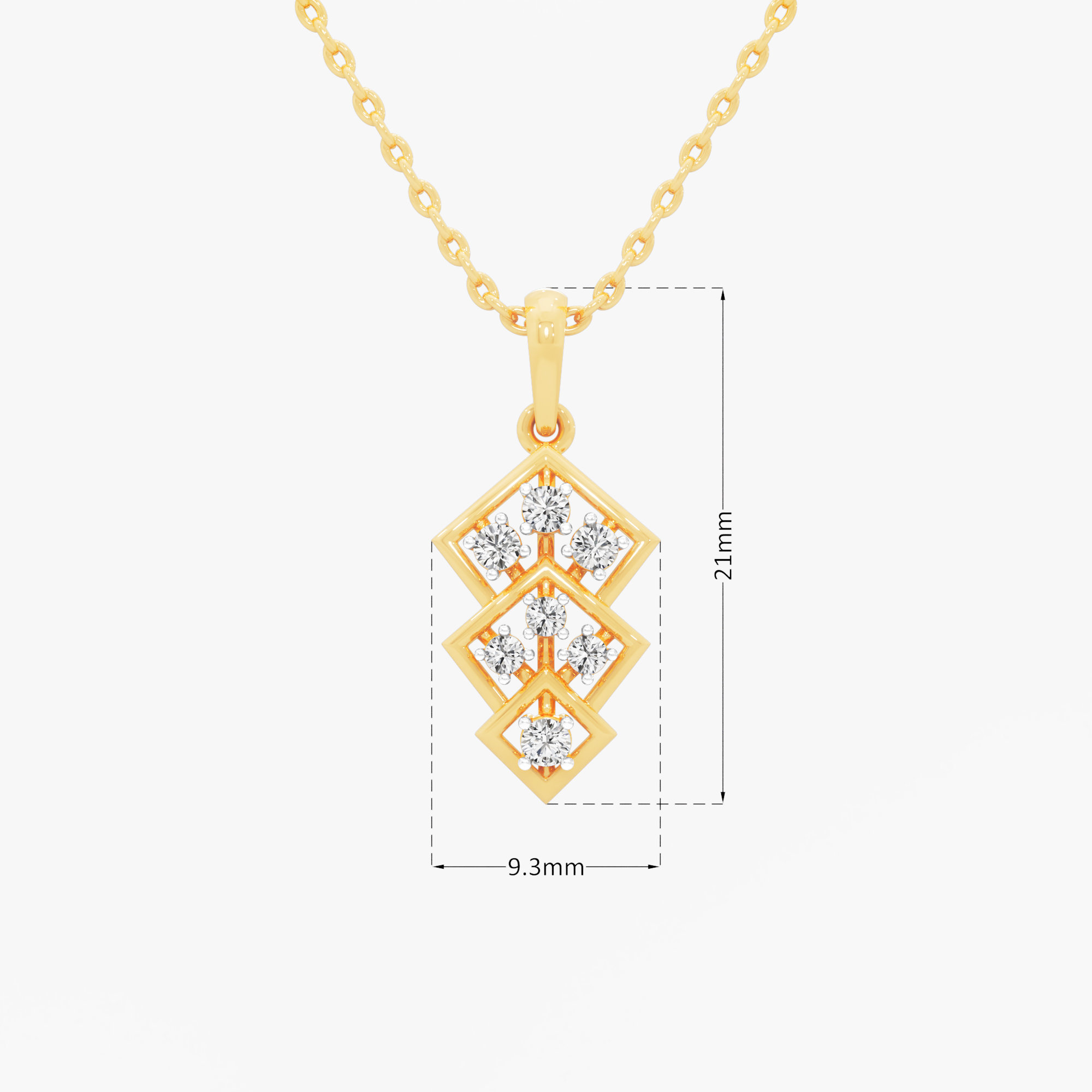 Trinity Facet Diamond Pendants | Individual Pendant in 9KT Yellow Gold (Diamond Quality: FG-VVS VS)
