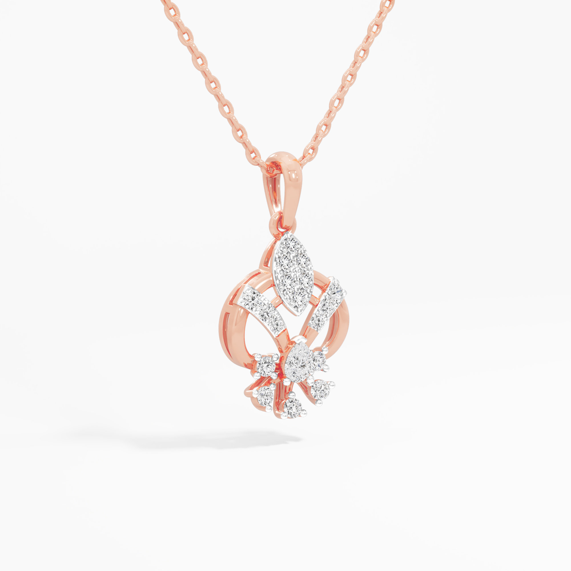 Celestial Bloom Diamond Pendants | Pendant Only in 9KT Rose Gold (Diamond Quality: FG-VVS VS)