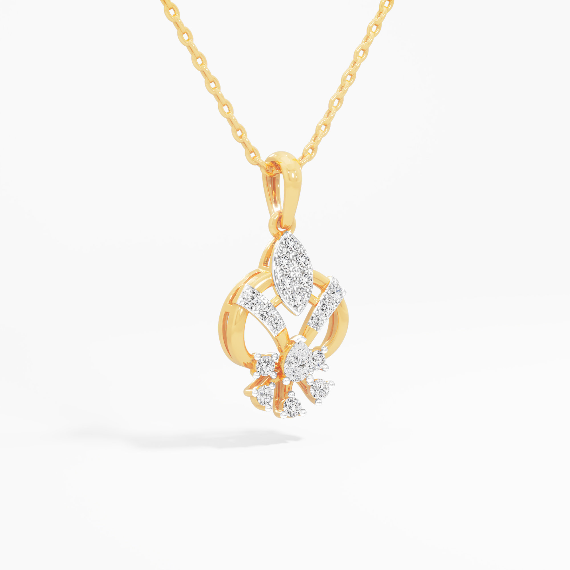 Celestial Bloom Diamond Pendants | Individual Pendant in 9KT Yellow Gold (Diamond Quality: FG-VVS VS)