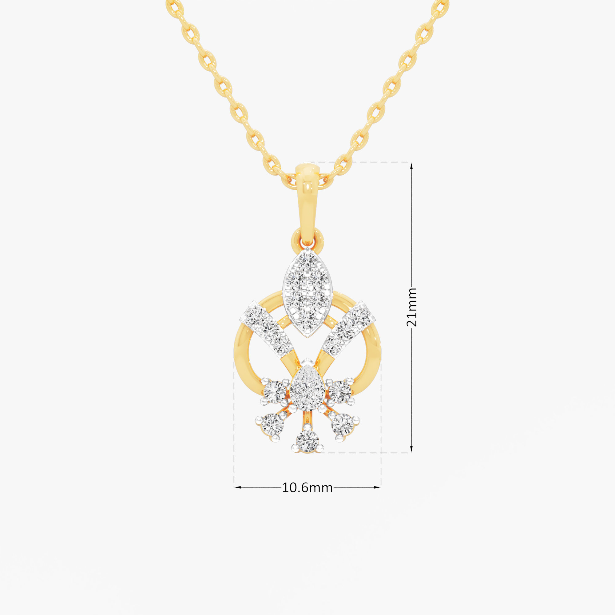 Celestial Bloom Diamond Pendants | Individual Pendant in 9KT Yellow Gold (Diamond Quality: FG-VVS VS)
