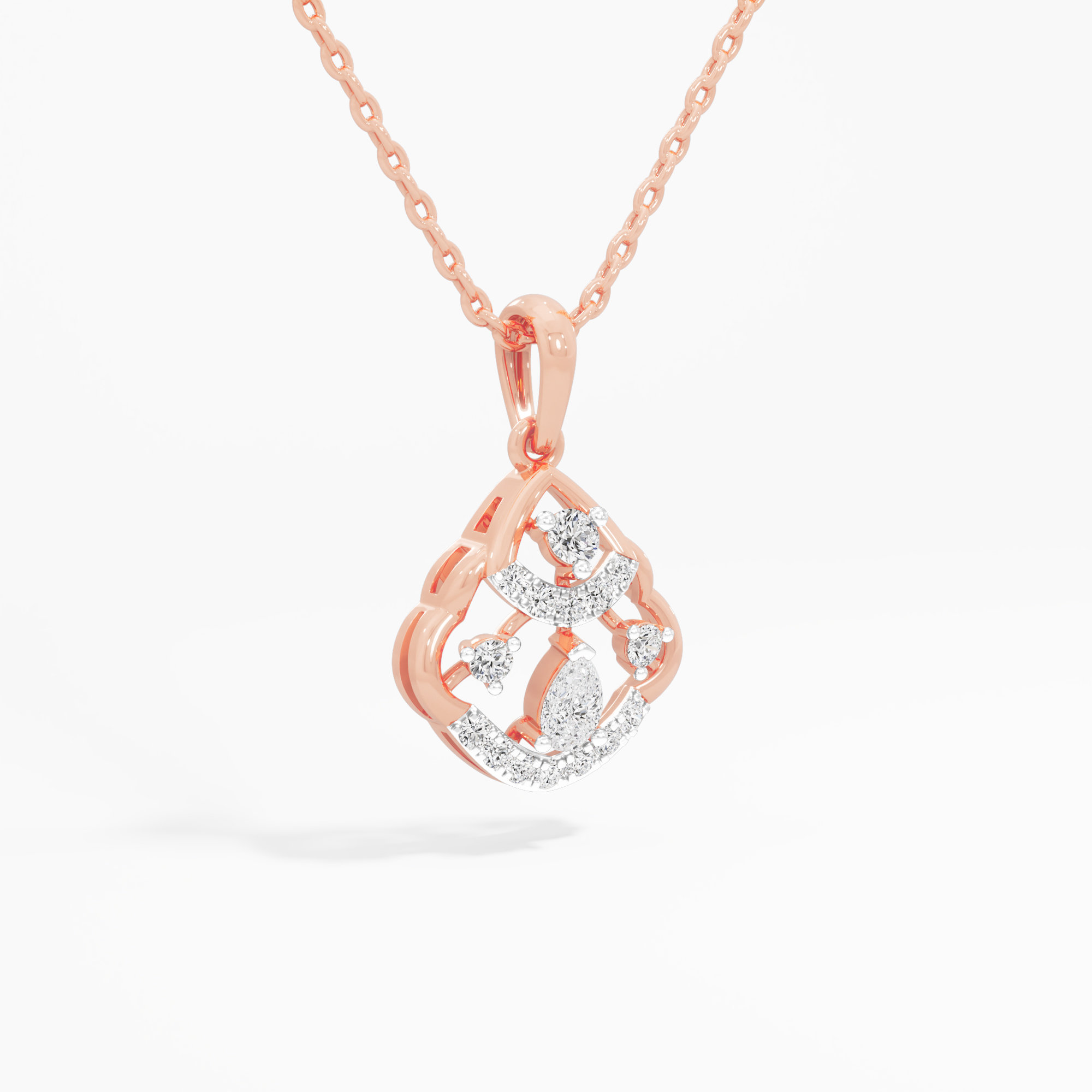 Garden Whisper Diamond Pendants | Pendant Only in 9KT Rose Gold (Diamond Quality: FG-VVS VS)