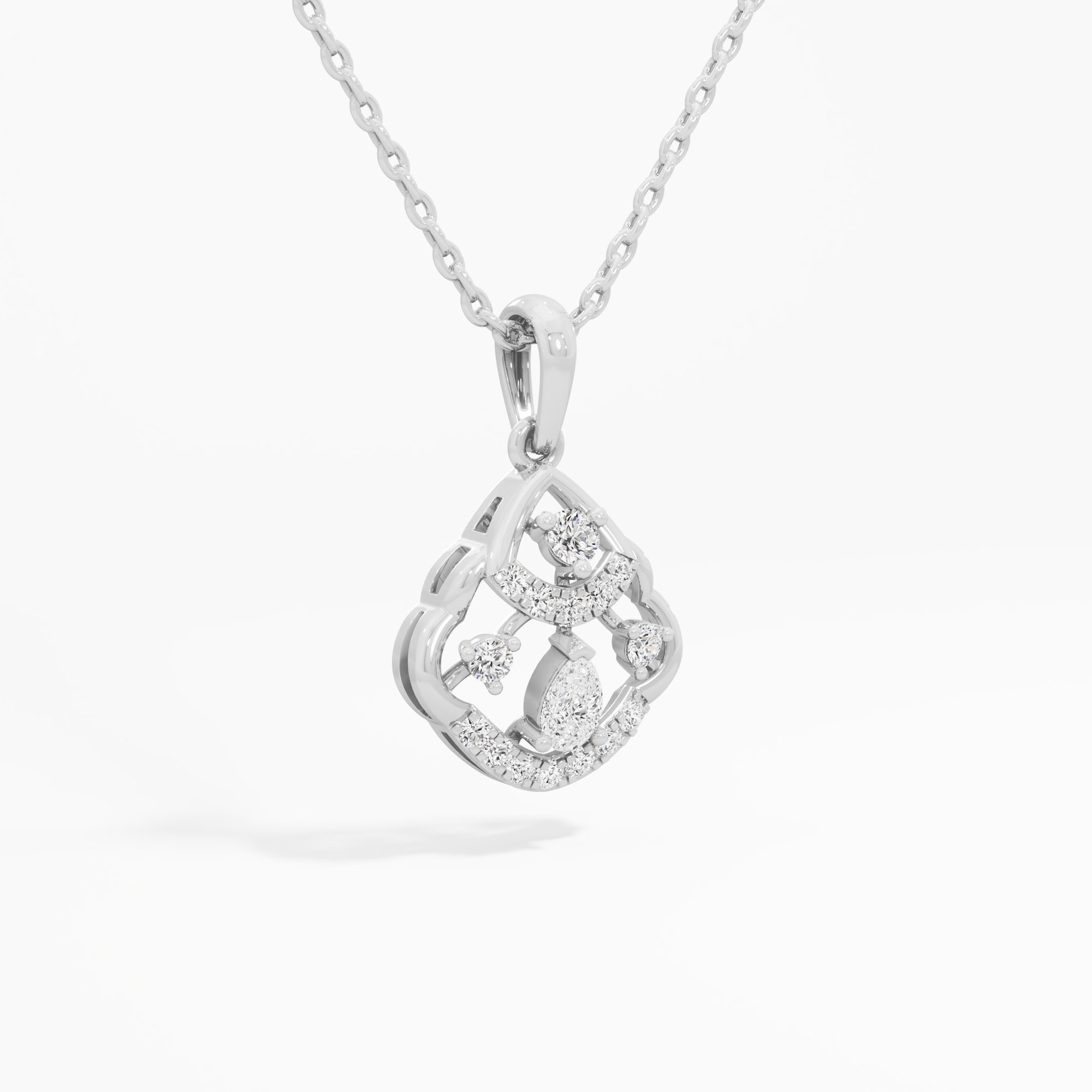 Garden Whisper Diamond Pendants | Chain Available Separately in 9KT White Gold (Diamond Quality: FG-VVS VS)