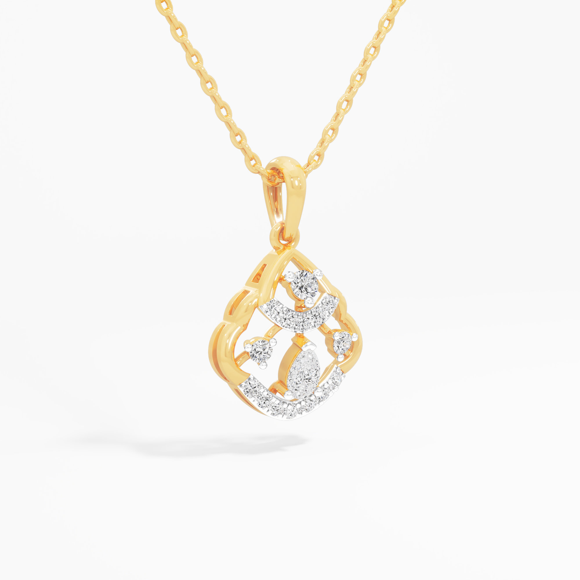 Garden Whisper Diamond Pendants | Individual Pendant in 9KT Yellow Gold (Diamond Quality: FG-VVS VS)
