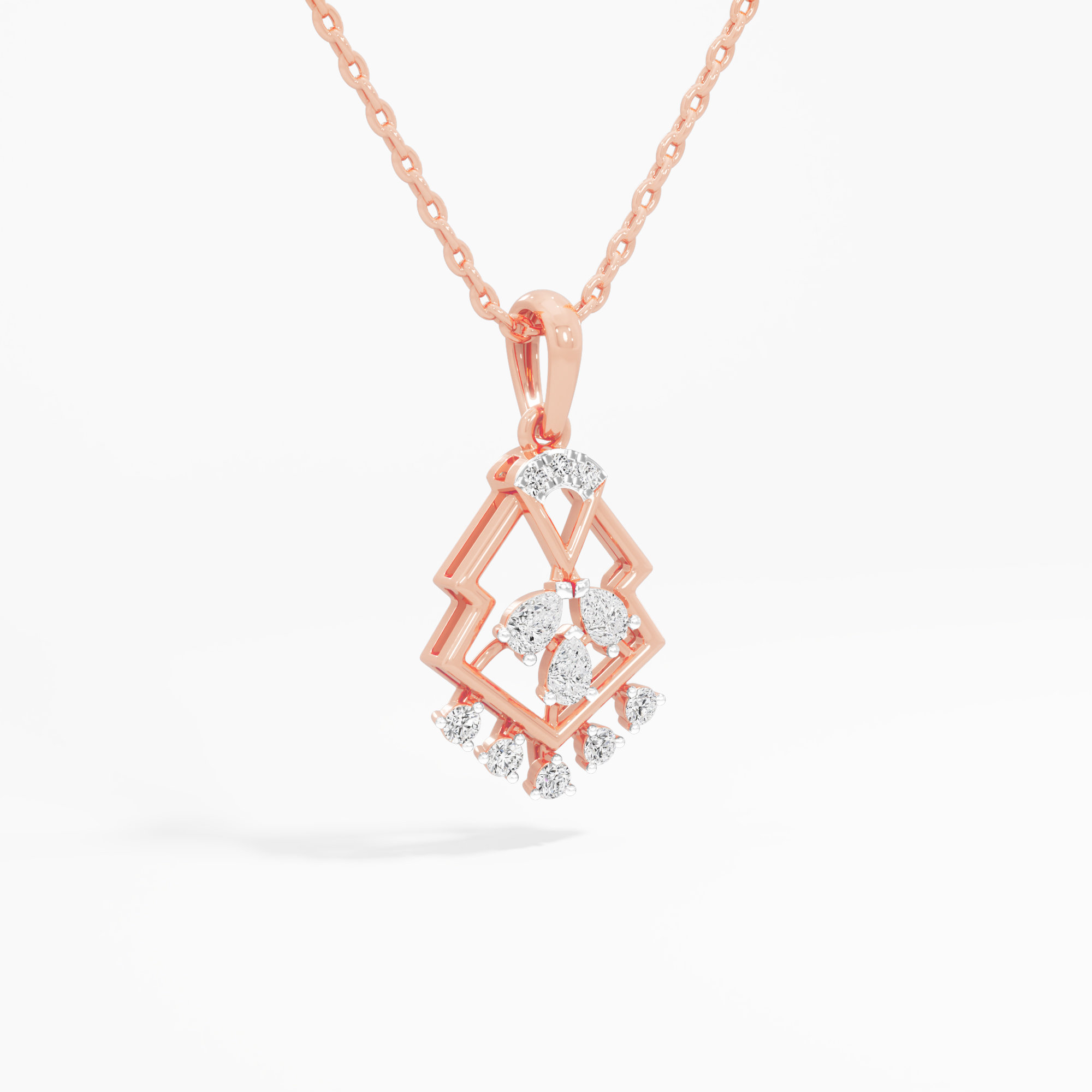 Kite Fringe Diamond Pendants | Pendant Only in 9KT Rose Gold (Diamond Quality: FG-VVS VS)