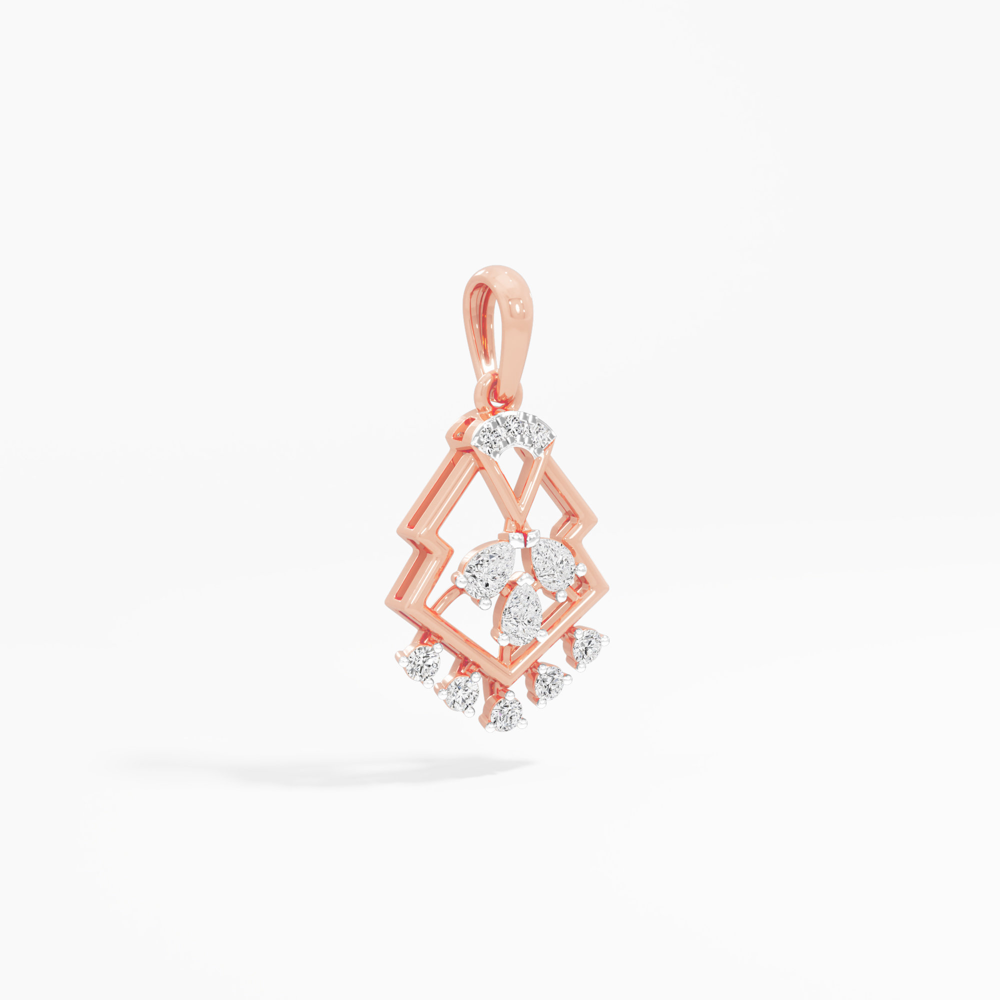 Kite Fringe Diamond Pendants | Pendant Only in 9KT Rose Gold (Diamond Quality: FG-VVS VS)