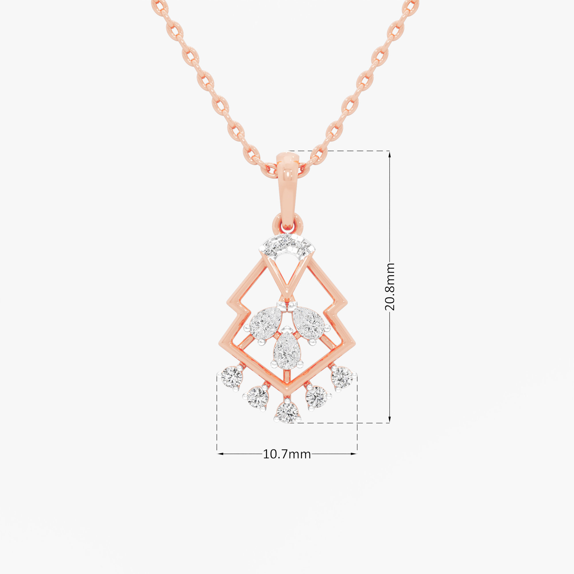 Kite Fringe Diamond Pendants | Pendant Only in 9KT Rose Gold (Diamond Quality: FG-VVS VS)