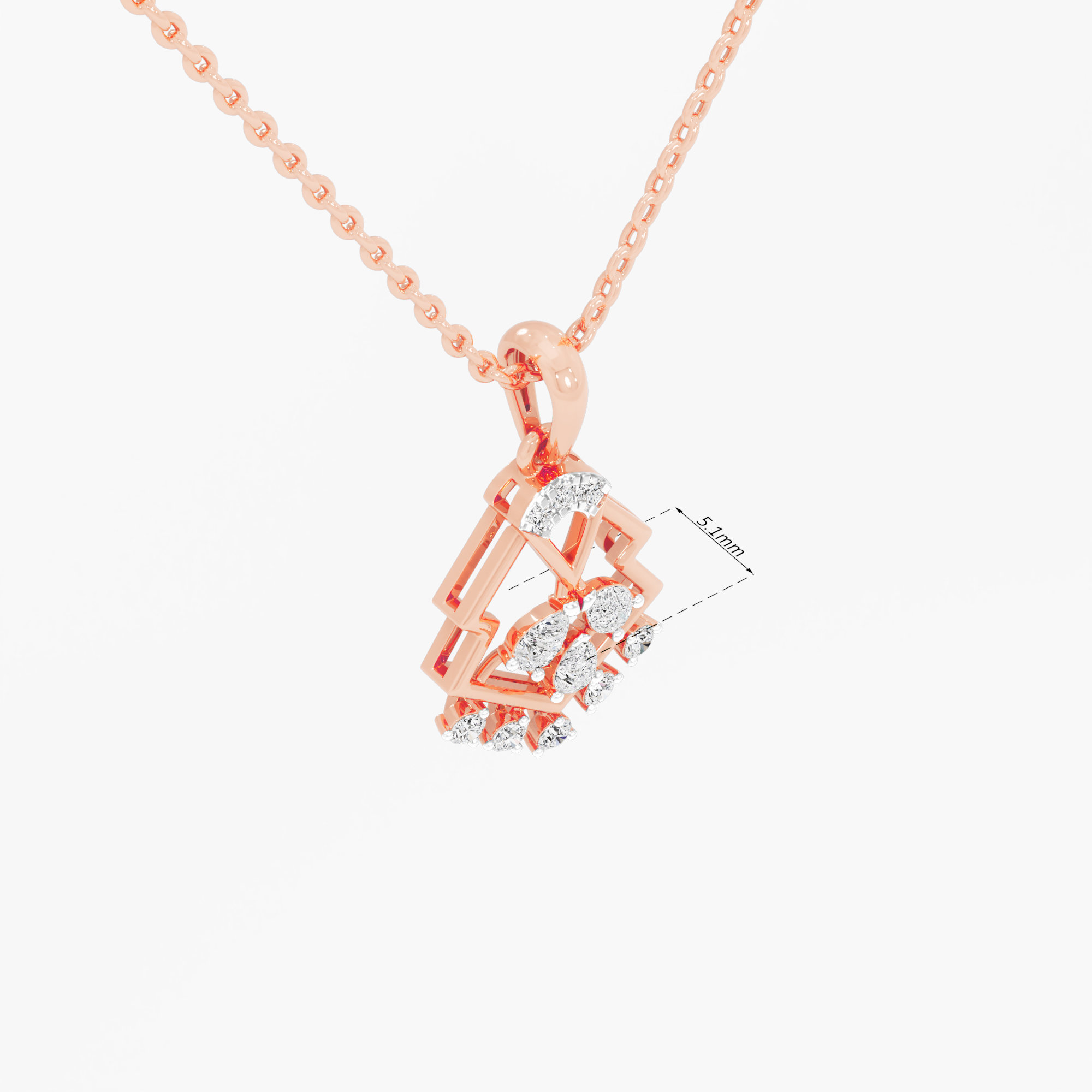 Kite Fringe Diamond Pendants | Pendant Only in 9KT Rose Gold (Diamond Quality: FG-VVS VS)