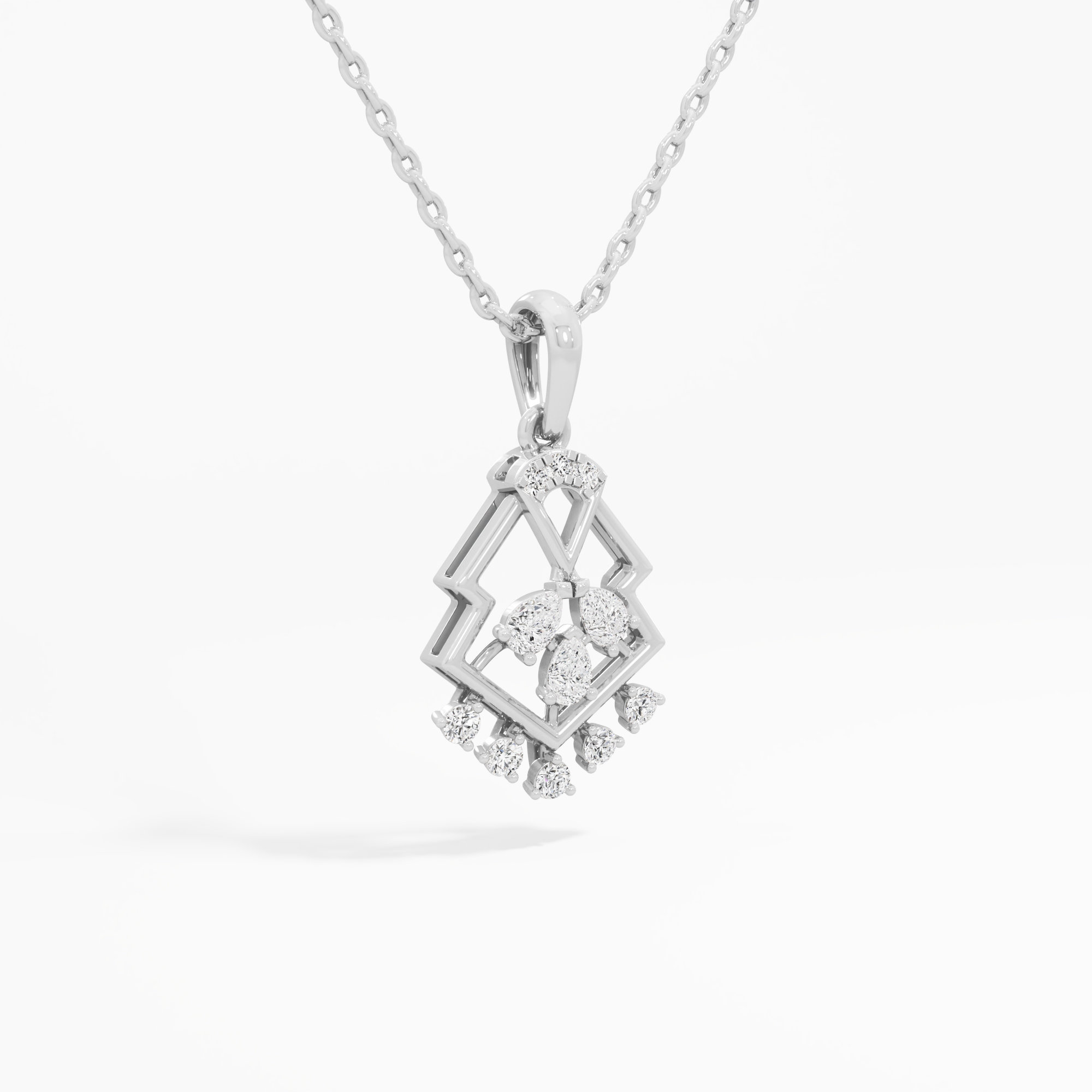 Kite Fringe Diamond Pendants | Chain Available Separately in 9KT White Gold (Diamond Quality: FG-VVS VS)