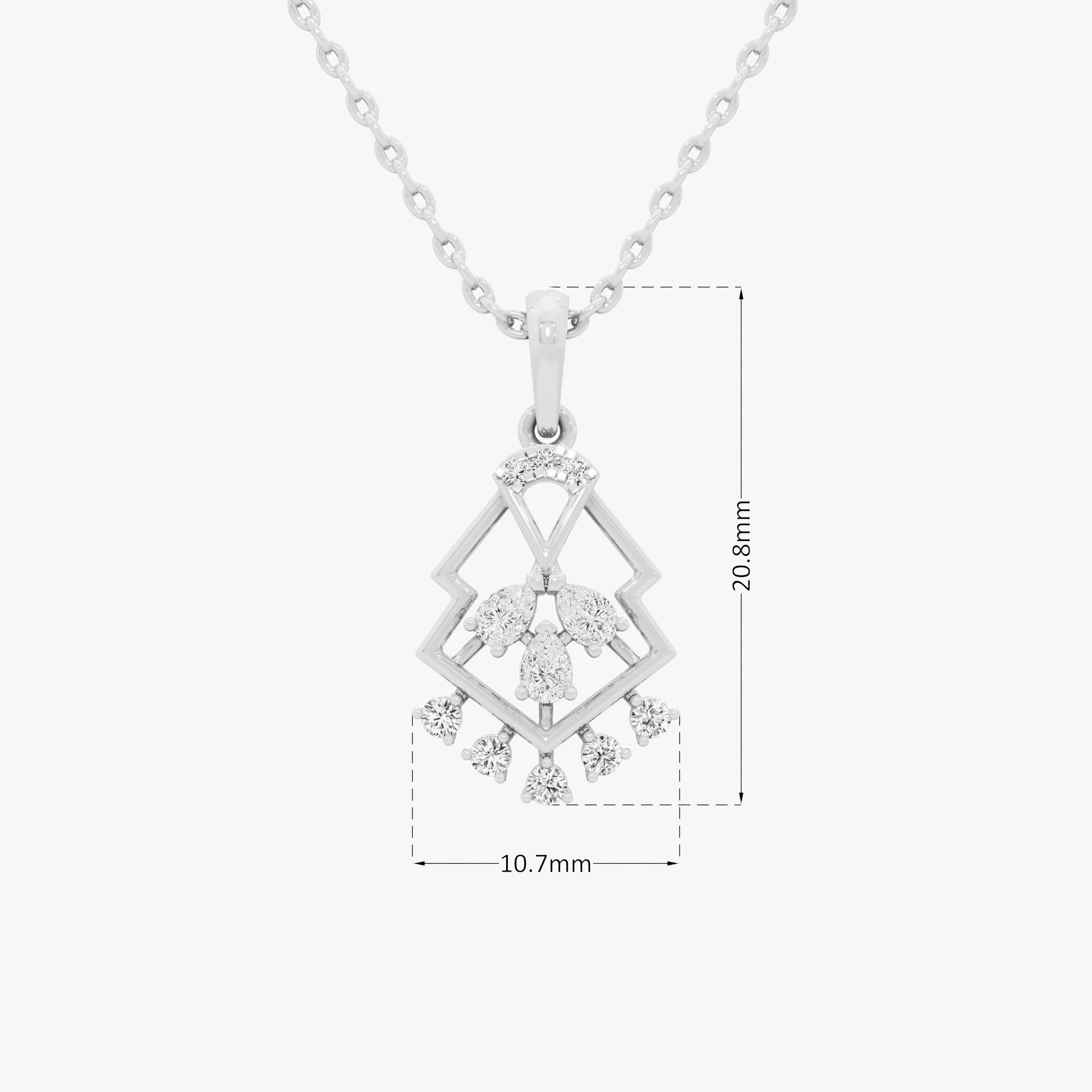Kite Fringe Diamond Pendants | Chain Available Separately in 9KT White Gold (Diamond Quality: FG-VVS VS)