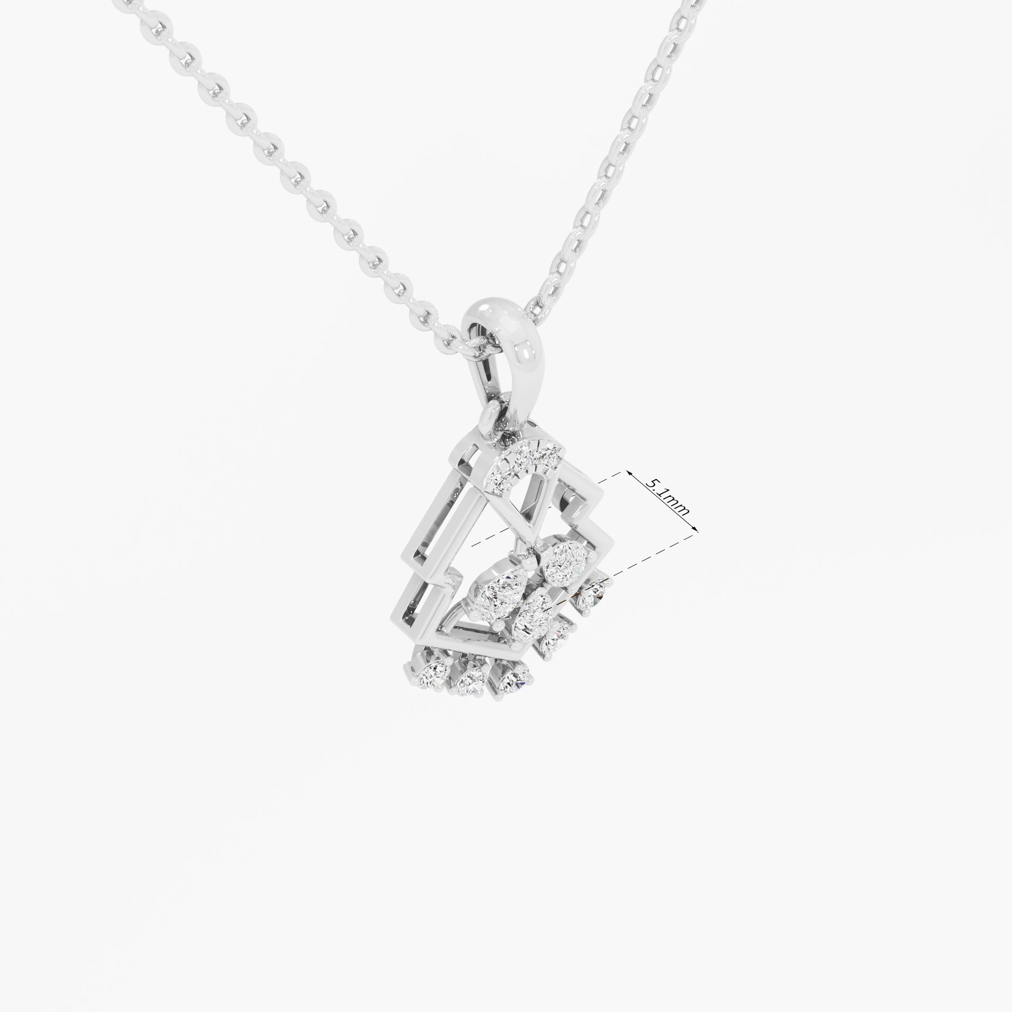 Kite Fringe Diamond Pendants | Chain Available Separately in 9KT White Gold (Diamond Quality: FG-VVS VS)