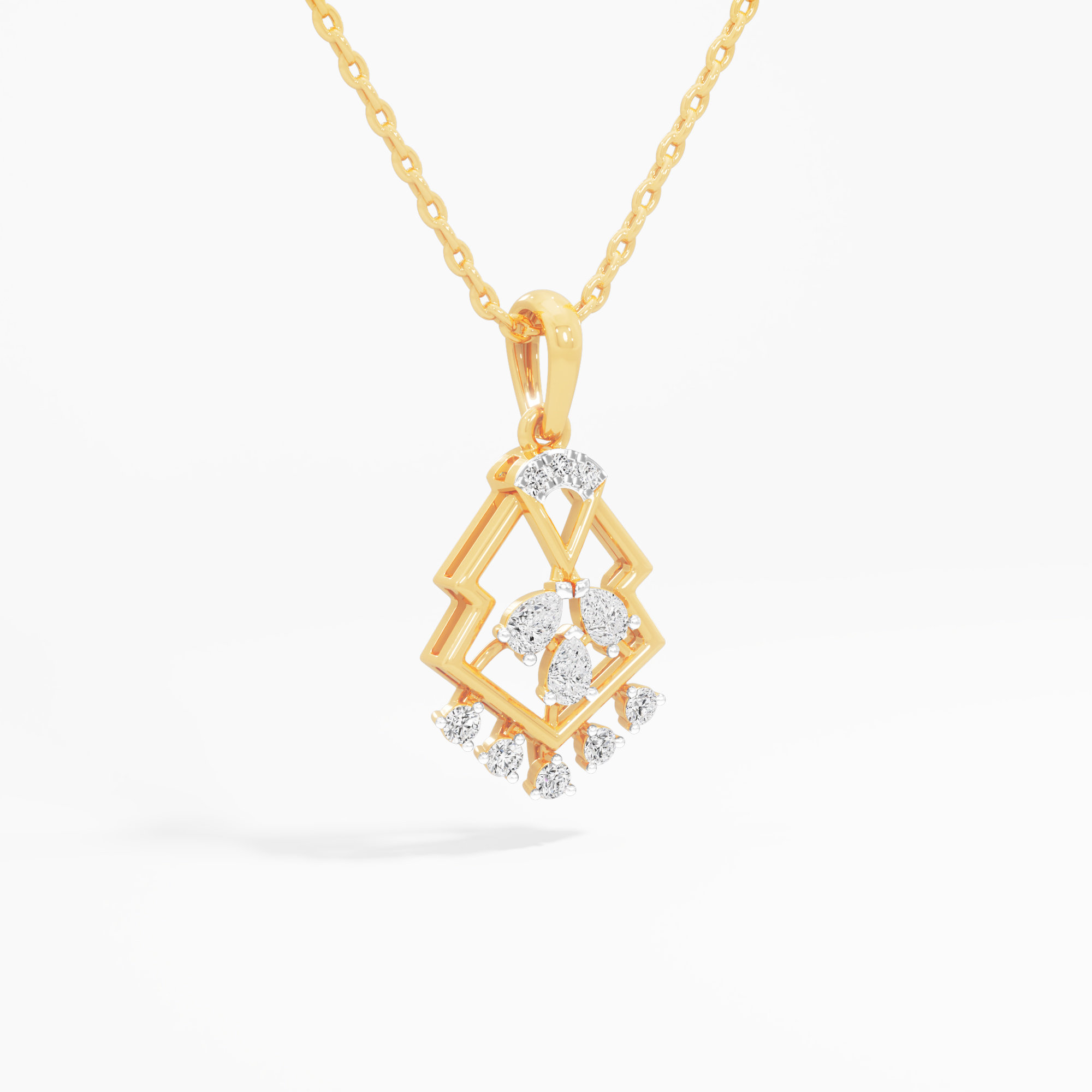 Kite Fringe Diamond Pendants | Individual Pendant in 9KT Yellow Gold (Diamond Quality: FG-VVS VS)