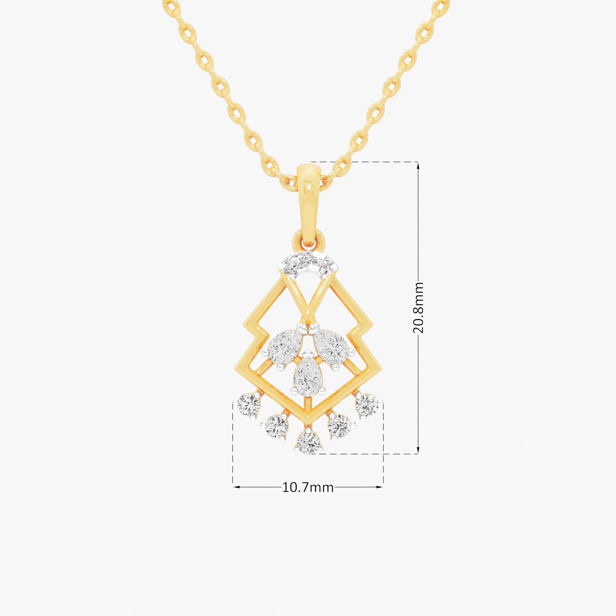 Kite Fringe Diamond Pendants | Individual Pendant in 9KT Yellow Gold (Diamond Quality: FG-VVS VS)