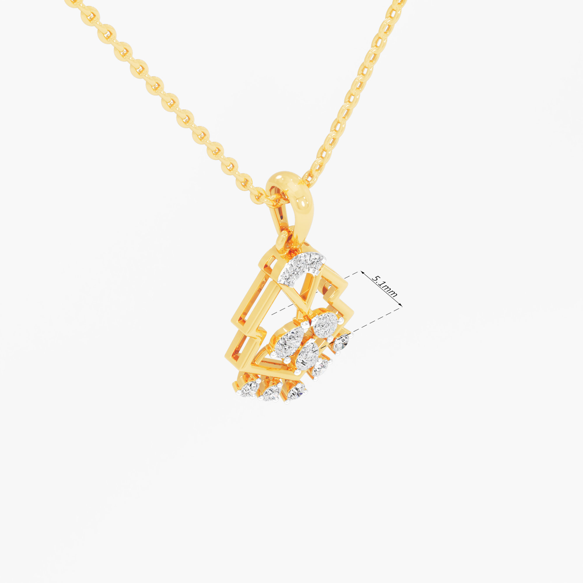 Kite Fringe Diamond Pendants | Individual Pendant in 9KT Yellow Gold (Diamond Quality: FG-VVS VS)