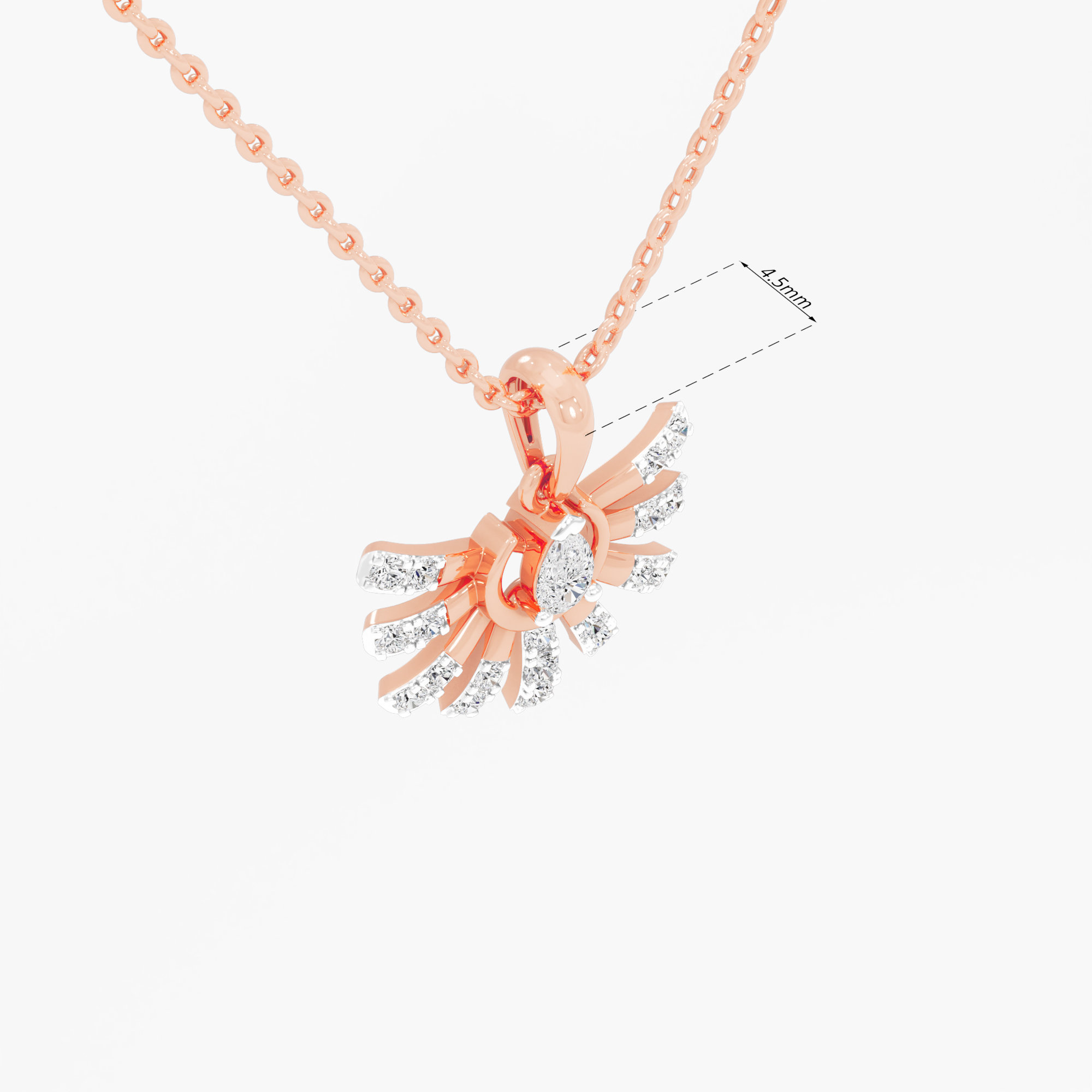 Golden Sunray Diamond Pendants | Pendant Only in 9KT Rose Gold (Diamond Quality: FG-VVS VS)