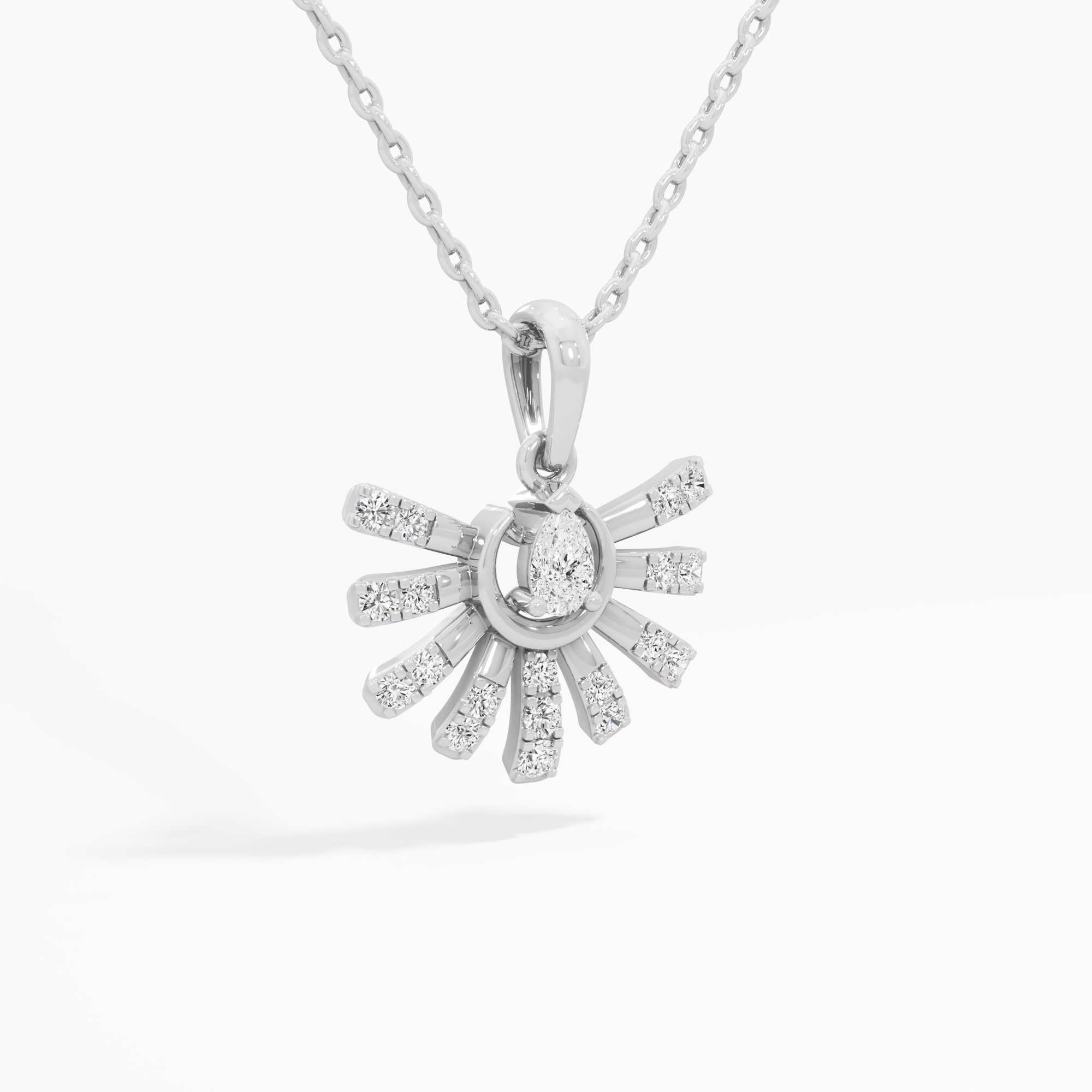 Golden Sunray Diamond Pendants | Chain Available Separately in 9KT White Gold (Diamond Quality: FG-VVS VS)