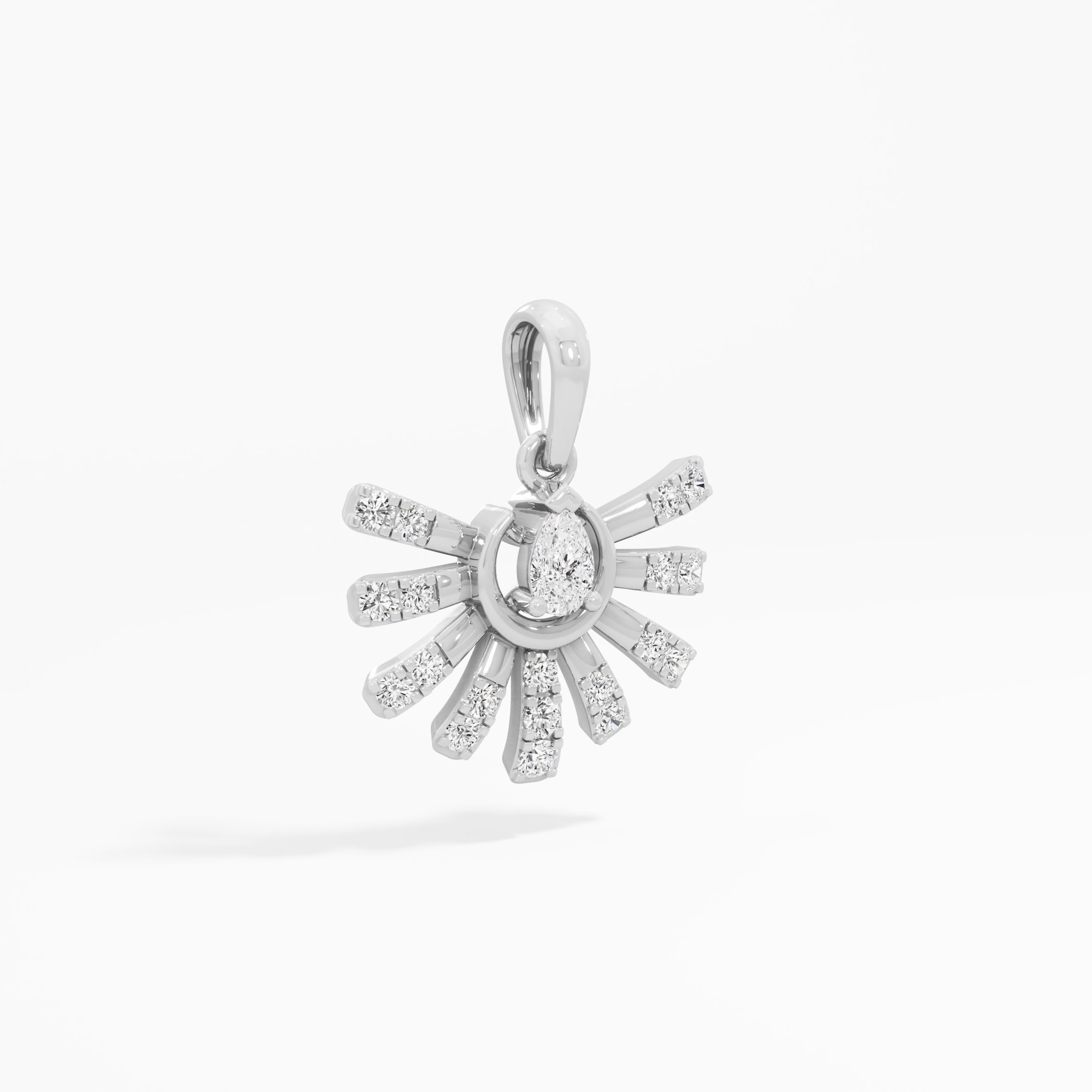 Golden Sunray Diamond Pendants | Chain Available Separately in 9KT White Gold (Diamond Quality: FG-VVS VS)