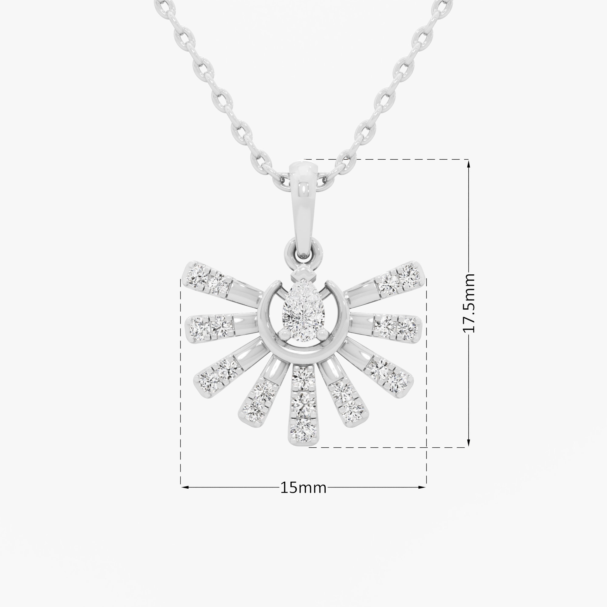 Golden Sunray Diamond Pendants | Chain Available Separately in 9KT White Gold (Diamond Quality: FG-VVS VS)