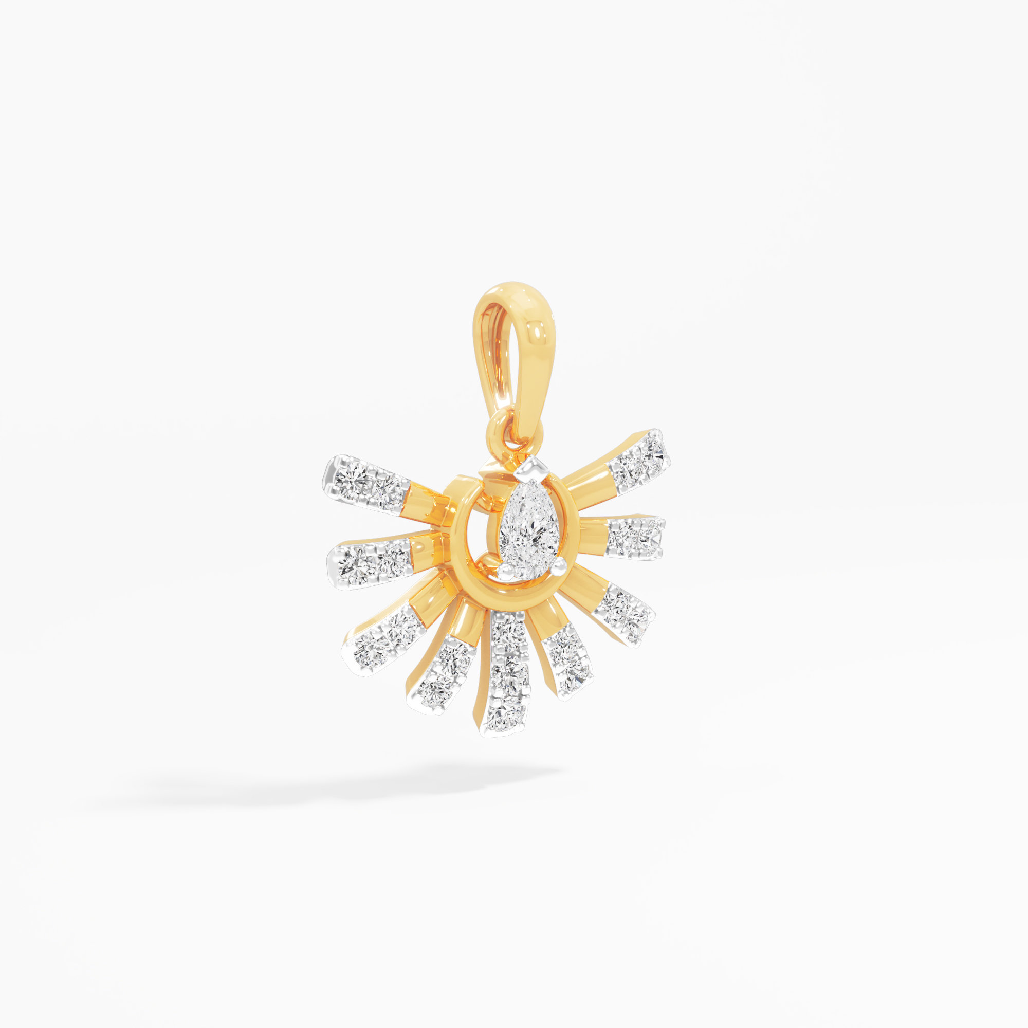 Golden Sunray Diamond Pendants | Individual Pendant in 9KT Yellow Gold (Diamond Quality: FG-VVS VS)