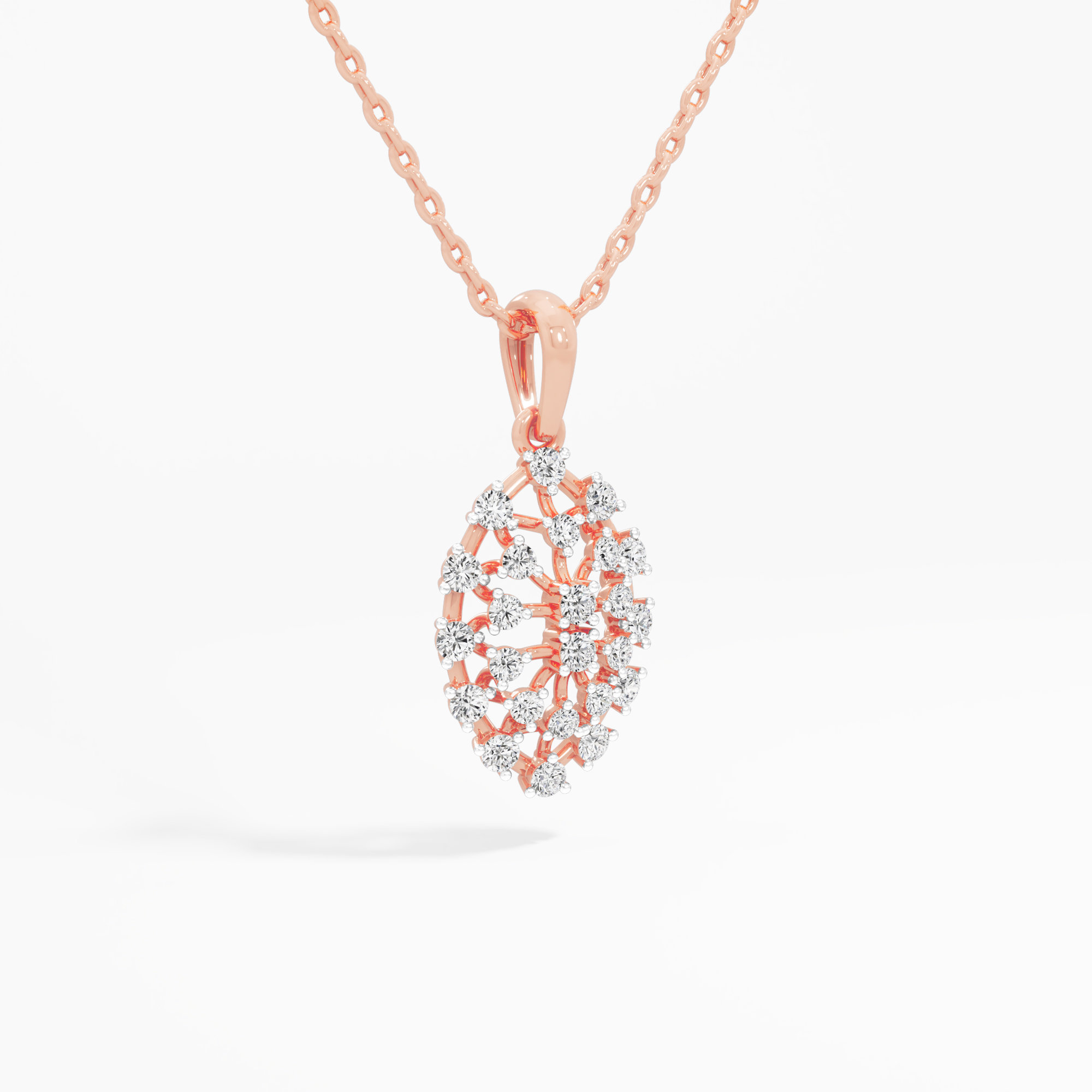 Woven Cluster Diamond Pendants | Pendant Only in 9KT Rose Gold (Diamond Quality: FG-VVS VS)