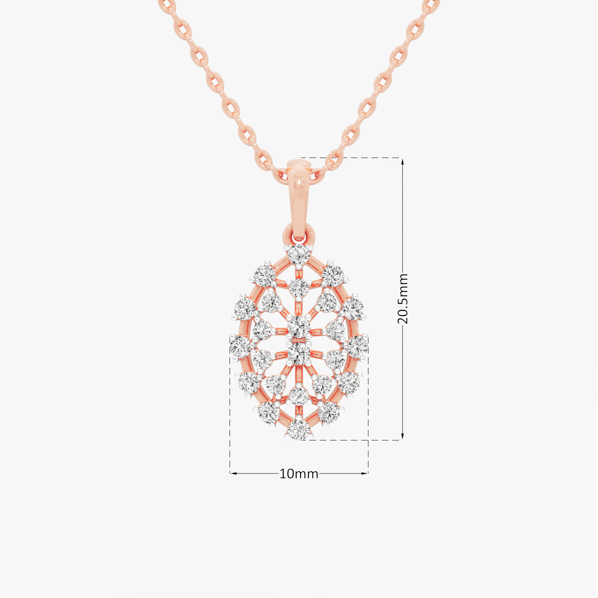 Woven Cluster Diamond Pendants | Pendant Only in 9KT Rose Gold (Diamond Quality: FG-VVS VS)