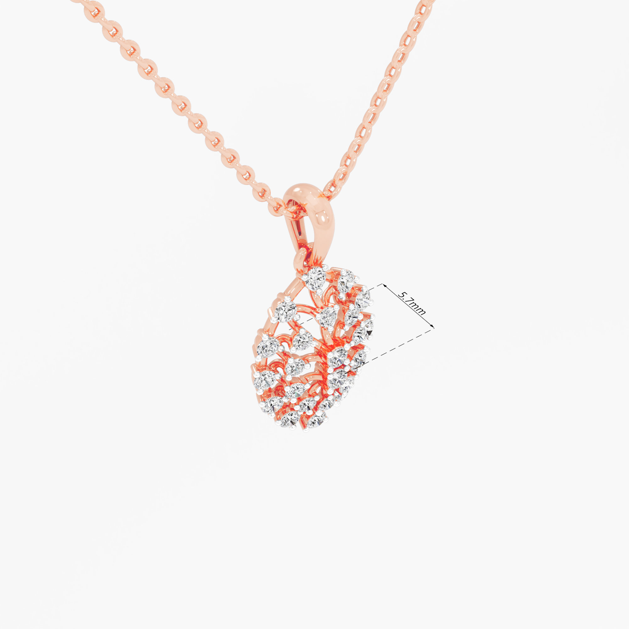 Woven Cluster Diamond Pendants | Pendant Only in 9KT Rose Gold (Diamond Quality: FG-VVS VS)