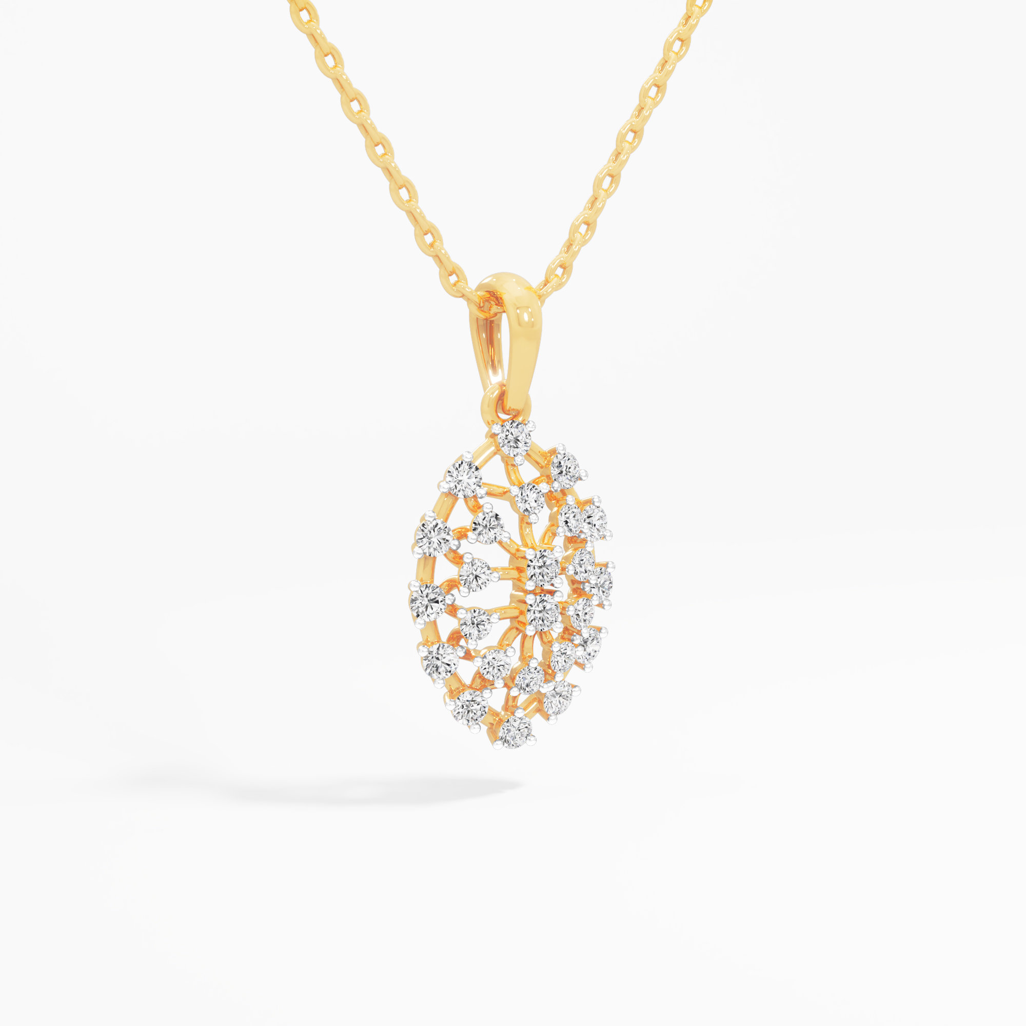 Woven Cluster Diamond Pendants | Individual Pendant in 9KT Yellow Gold (Diamond Quality: FG-VVS VS)