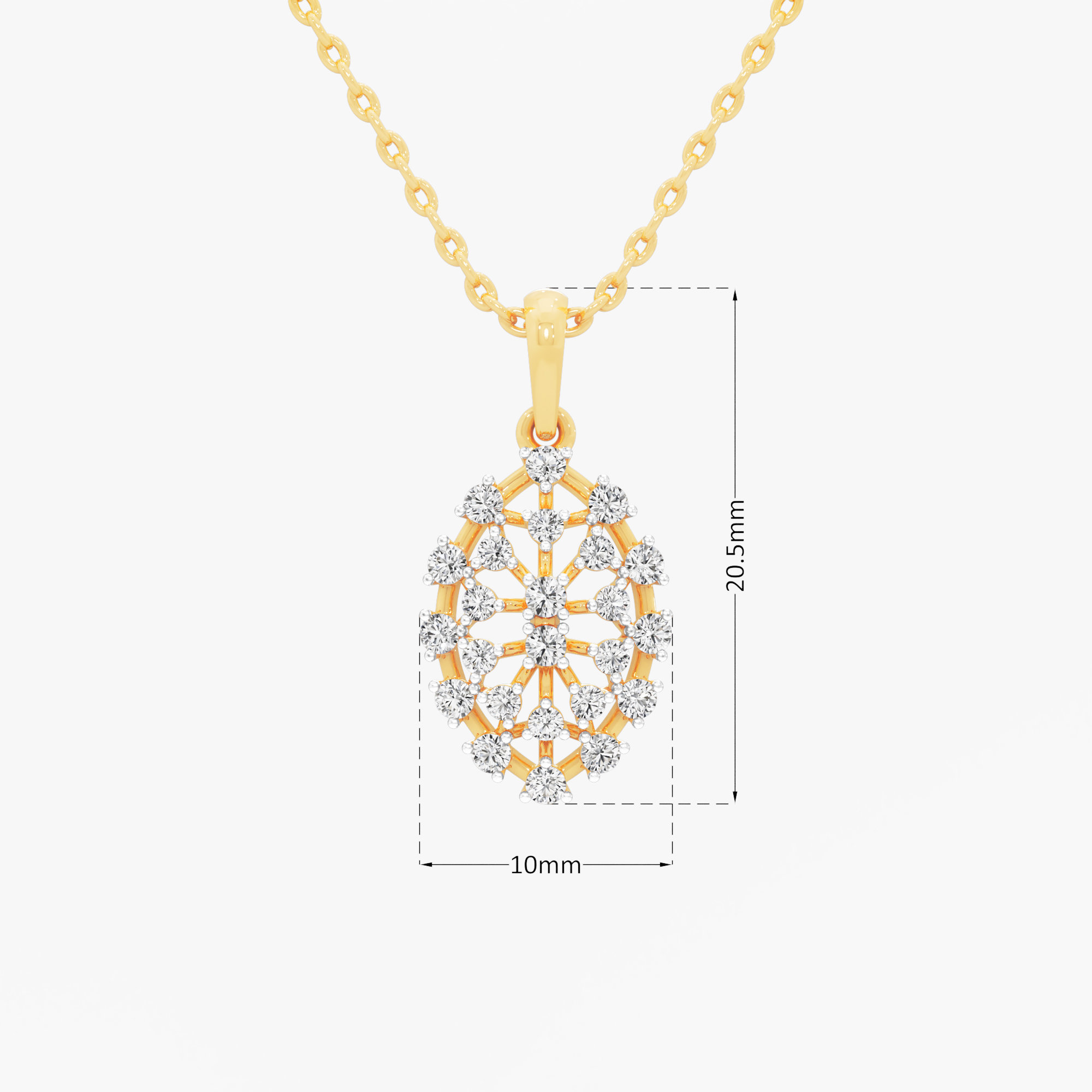 Woven Cluster Diamond Pendants | Individual Pendant in 9KT Yellow Gold (Diamond Quality: FG-VVS VS)
