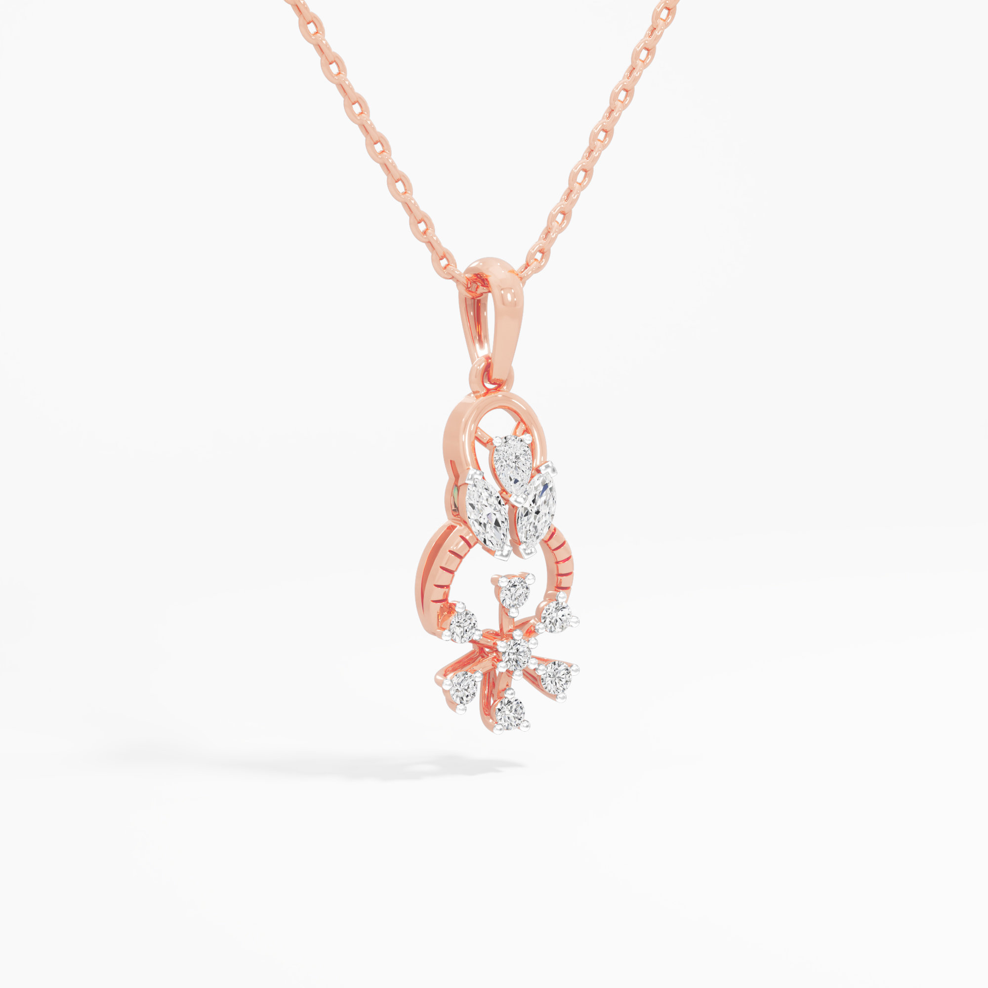Poise Cross Diamond Pendants | Pendant Only in 9KT Rose Gold (Diamond Quality: FG-VVS VS)